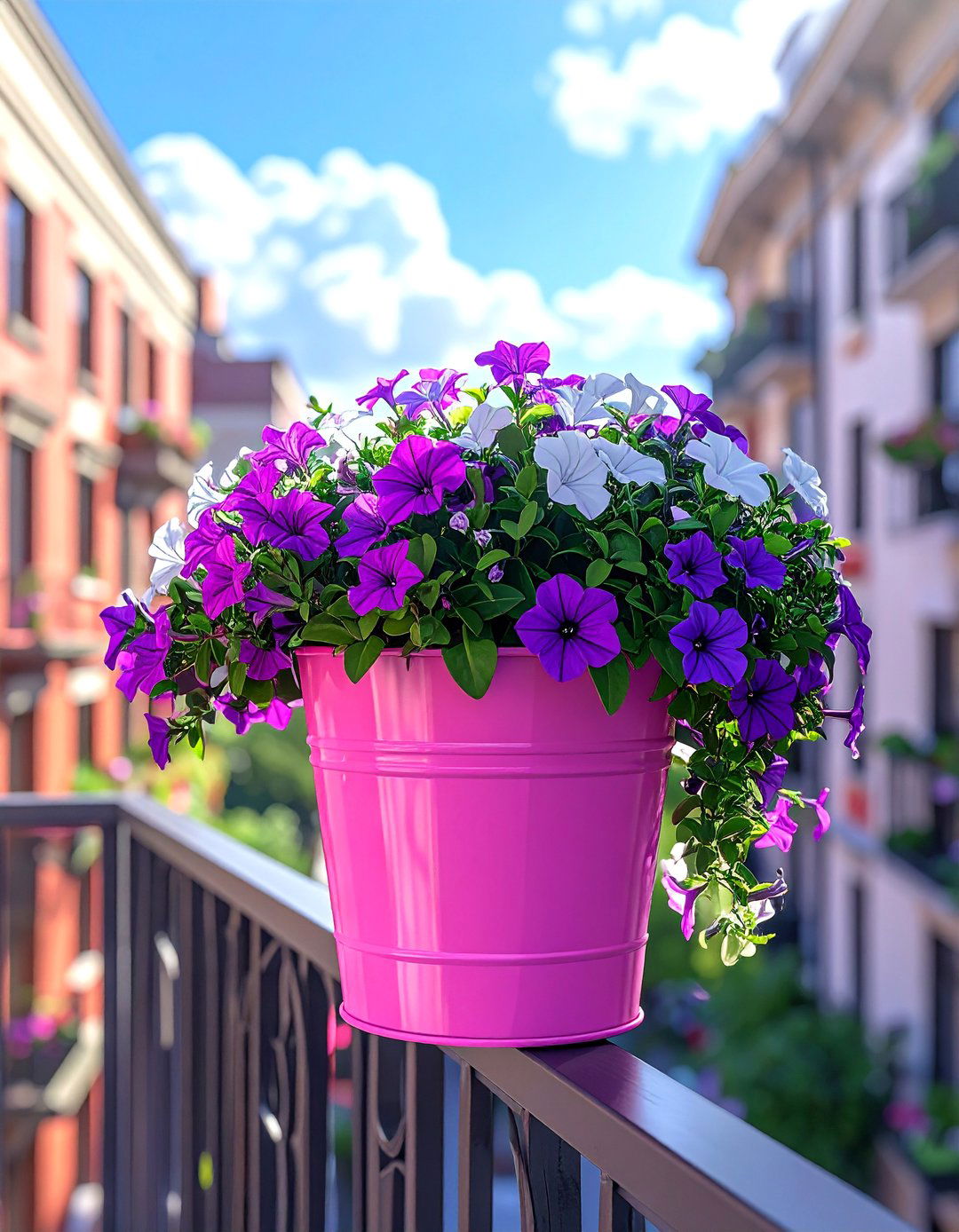 Cascading Flower Bucket for Balconies - 20 Bucket Garden Ideas for Creative Small Spaces