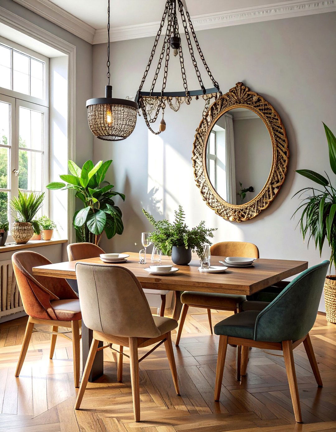 Chain Hung Mirror - 25 Dining Room Mirror Ideas to Reflect Your Style