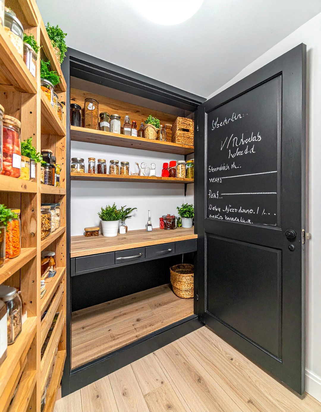 Chalkboard or Whiteboard Paint on a Small Pantry Door - 30 Small Pantry Ideas for Efficient Storage