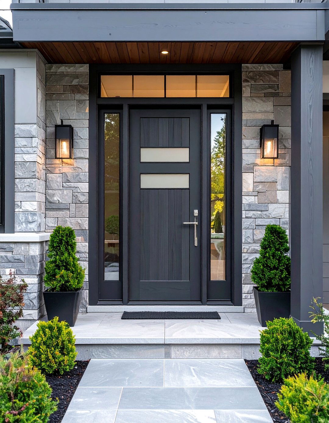 Charcoal Gray Cedar Front Door - 20 Cedar Front Door Colors Ideas to Boost Curb Appeal