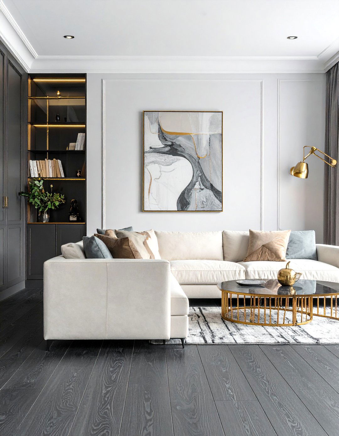 Charcoal Grey Flooring for a Dramatic Living Room - 25 Grey Flooring Living Room Ideas for Modern Homes