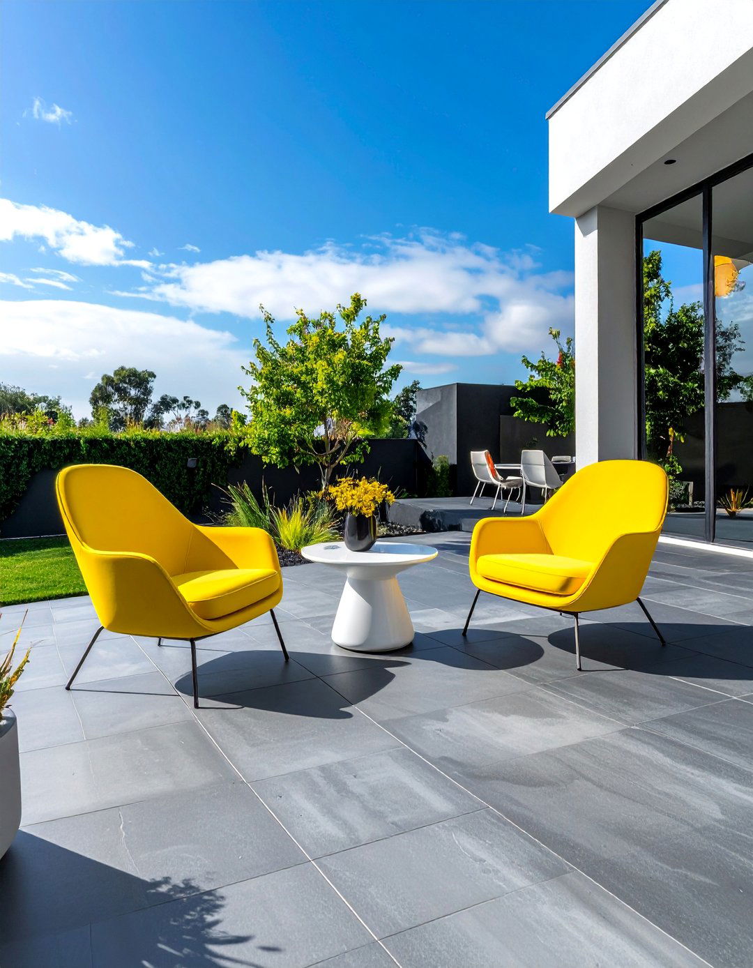 Charcoal Pigmented Concrete Patio - 25 Concrete Landscaping Ideas for Modern Outdoor Spaces