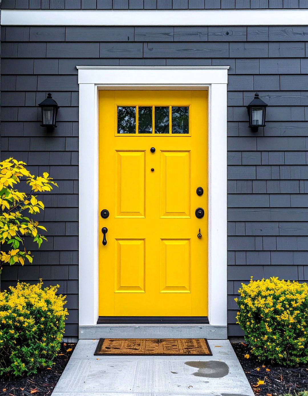 Cheerful Yellow Cedar Front Door - 20 Cedar Front Door Colors Ideas to Boost Curb Appeal