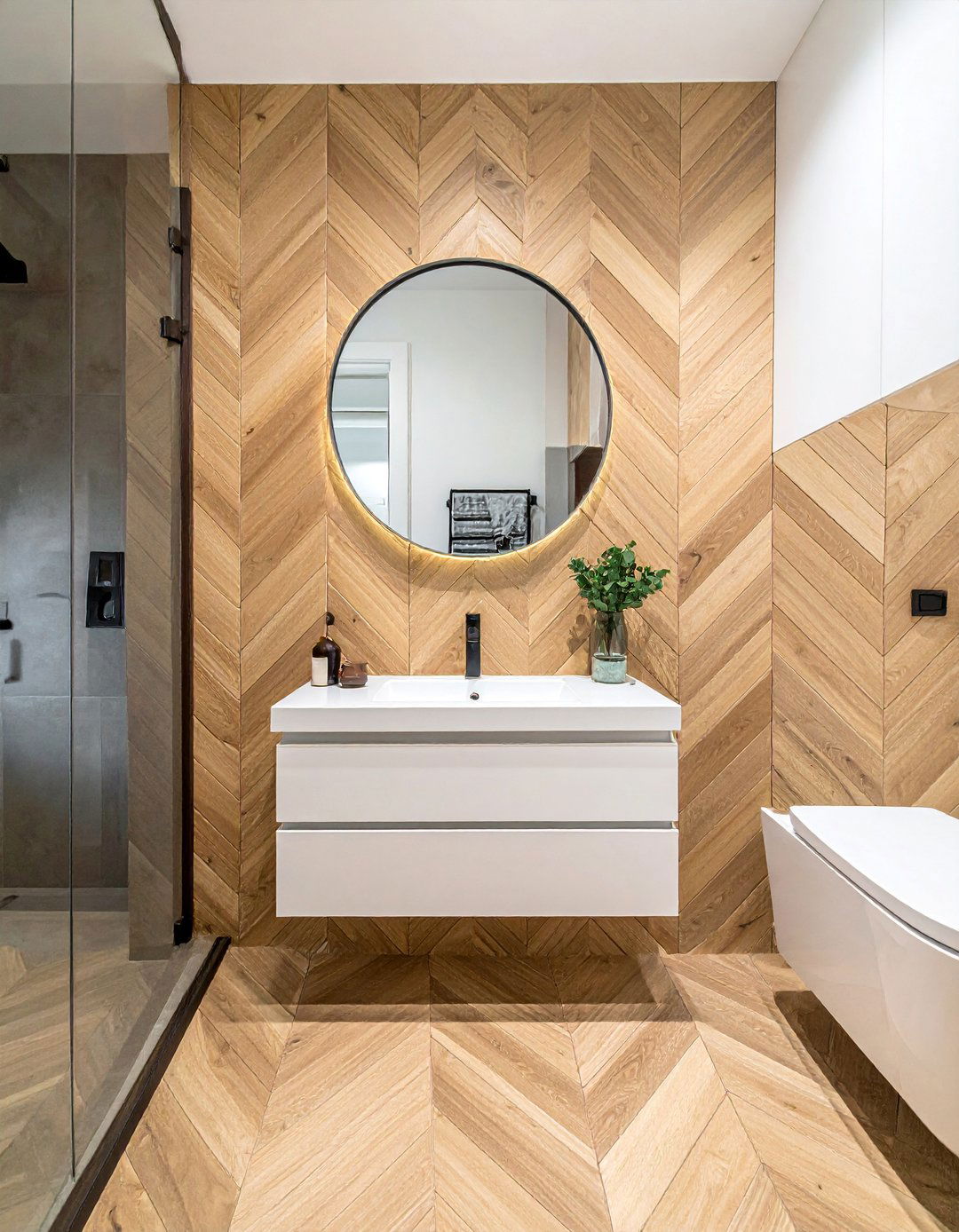 Chevron Pattern Powder Room Wainscoting - 25 Powder Room Wainscoting Ideas for a Stylish Bathroom