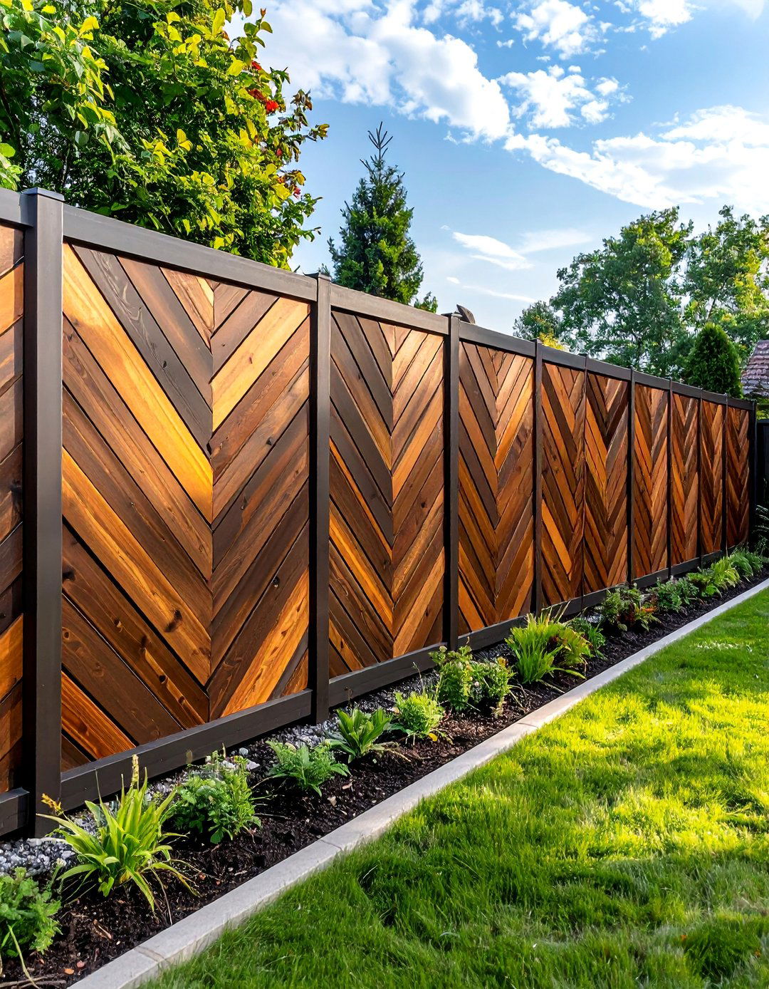 Chevron Pattern Wood Garden Fence - 40 Garden Fence Ideas to Enhance Your Outdoor Space