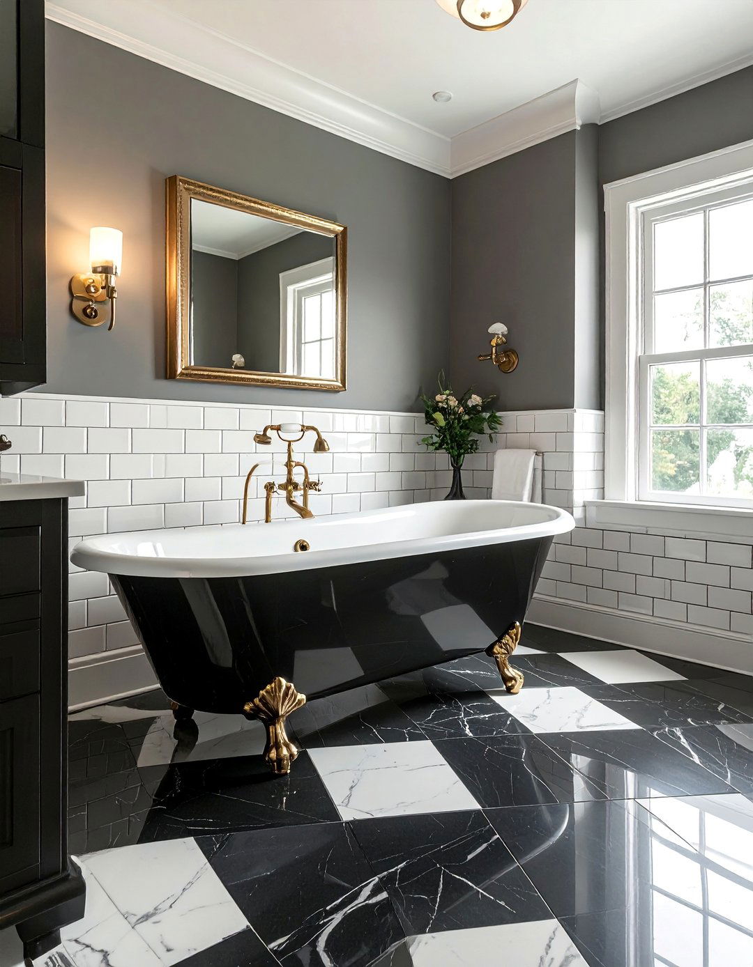 Classic Black and White Marble Contrast - 20 Black Marble Bathrooms for a Luxurious Look