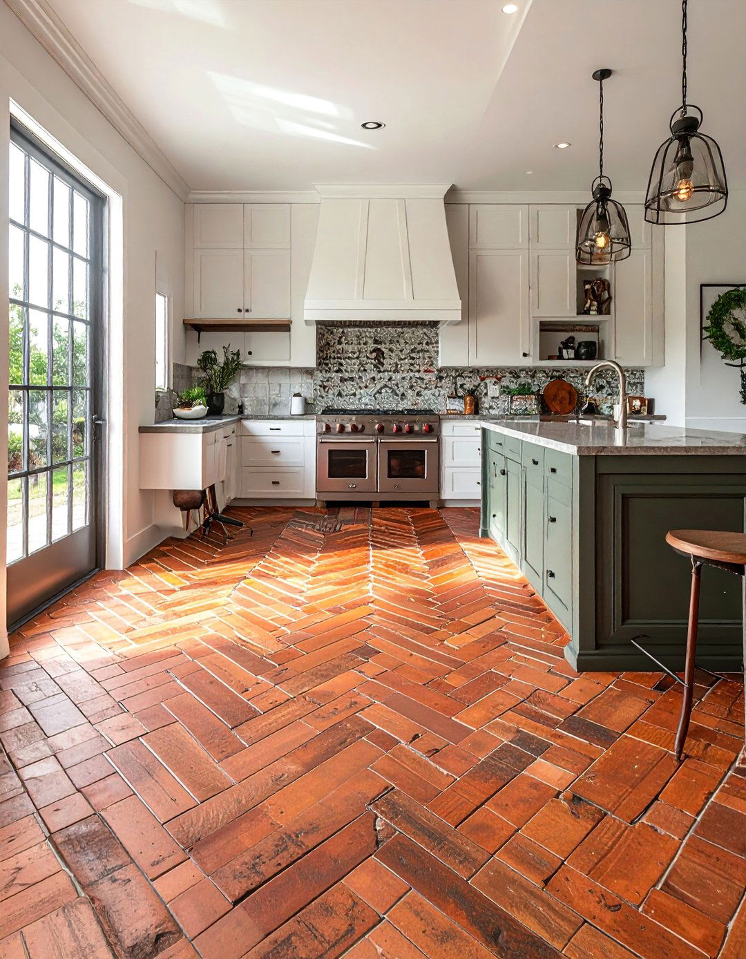 Classic Red Brick Paver Flooring - 40 Farmhouse Flooring Ideas to Enhance Your Home's Charm