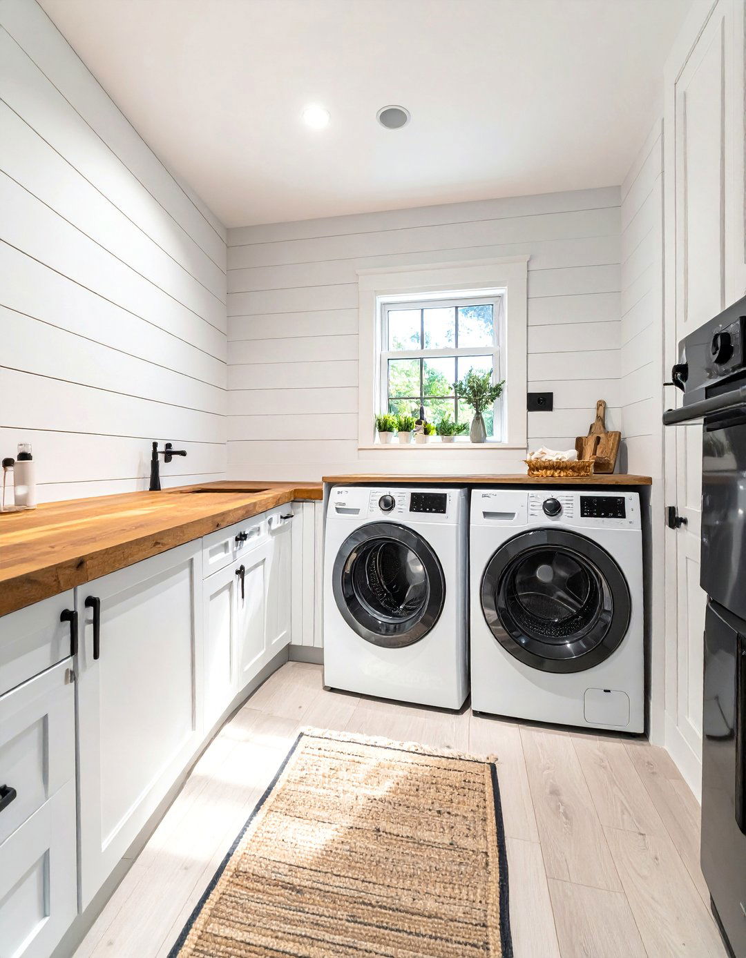 Classic White Horizontal Shiplap Laundry Room - 20 Shiplap Laundry Room Ideas for a Cozy Feel