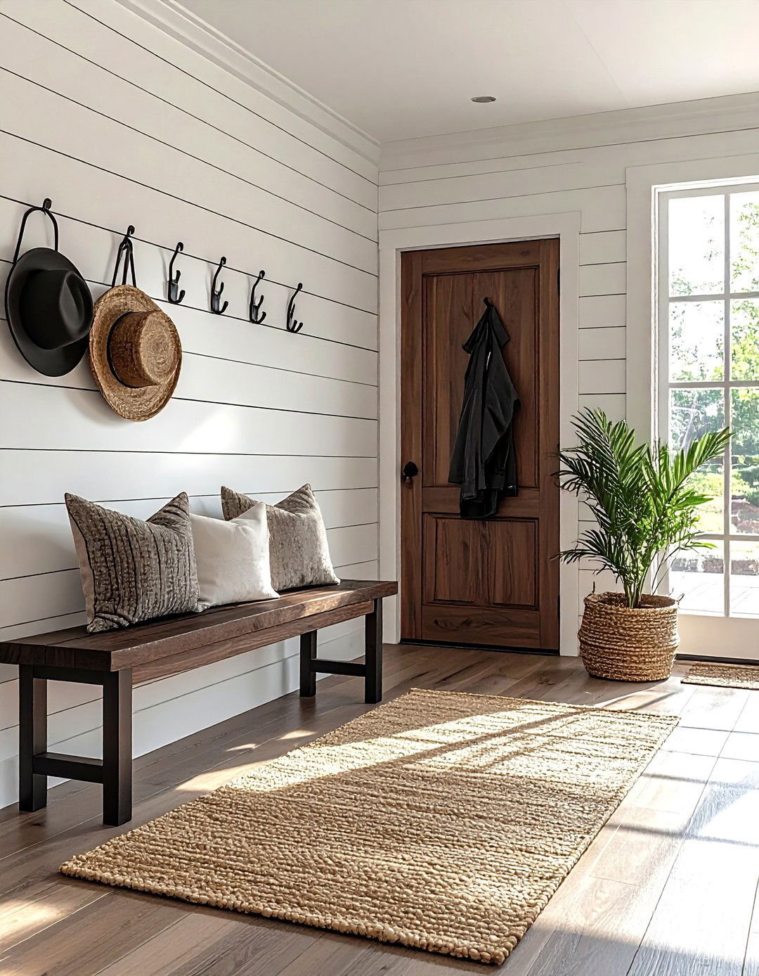 Classic White Horizontal Shiplap Wall Entryway - 25 Shiplap Wall Entryway Ideas to Welcome Guests