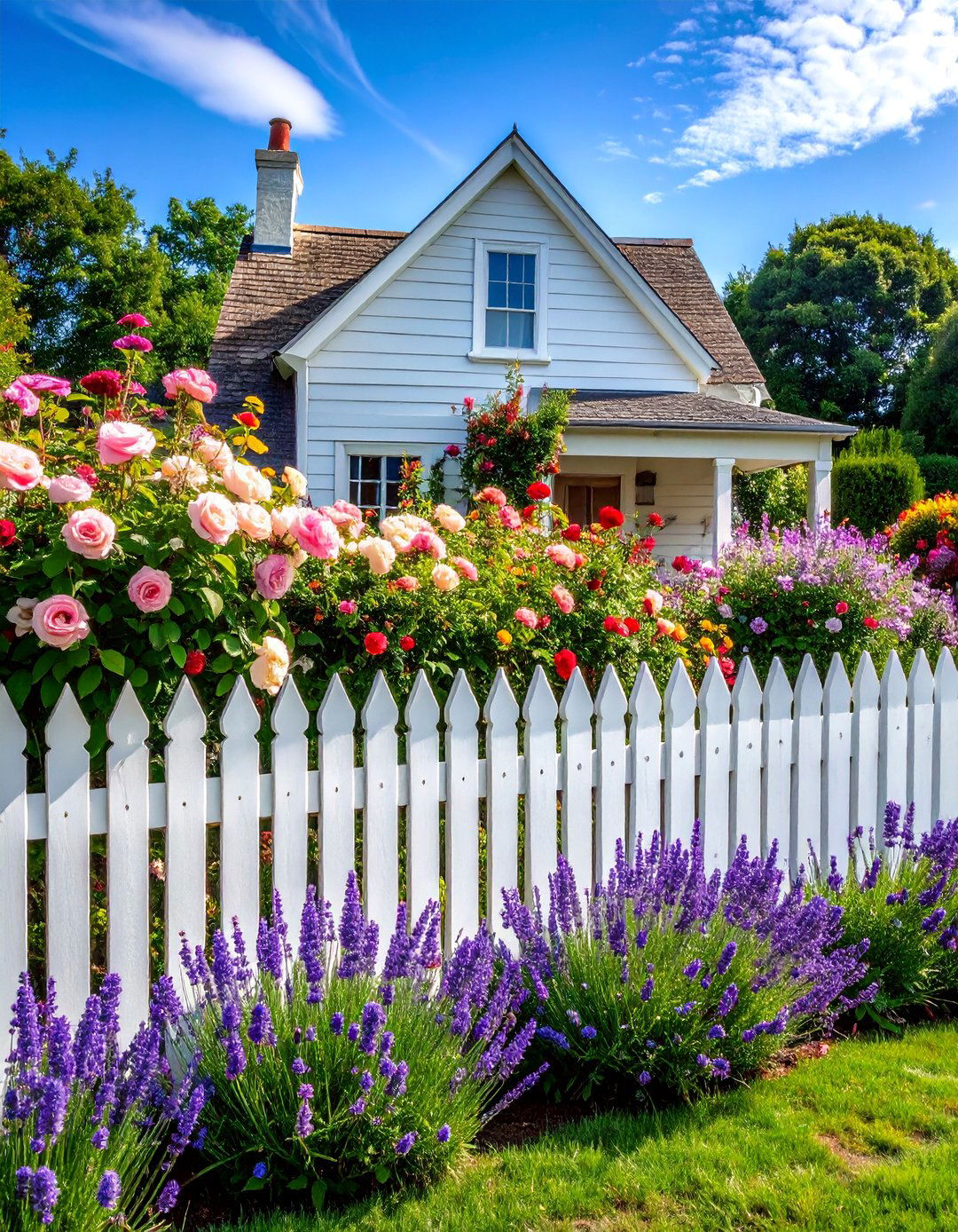 Classic White Picket Garden Fence - 40 Garden Fence Ideas to Enhance Your Outdoor Space