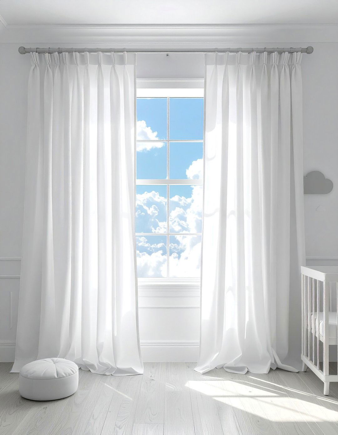 Cloud Embroidered Curtains or Blinds - 15 Cloud-Themed Nursery Ideas for a Dreamy Baby Room