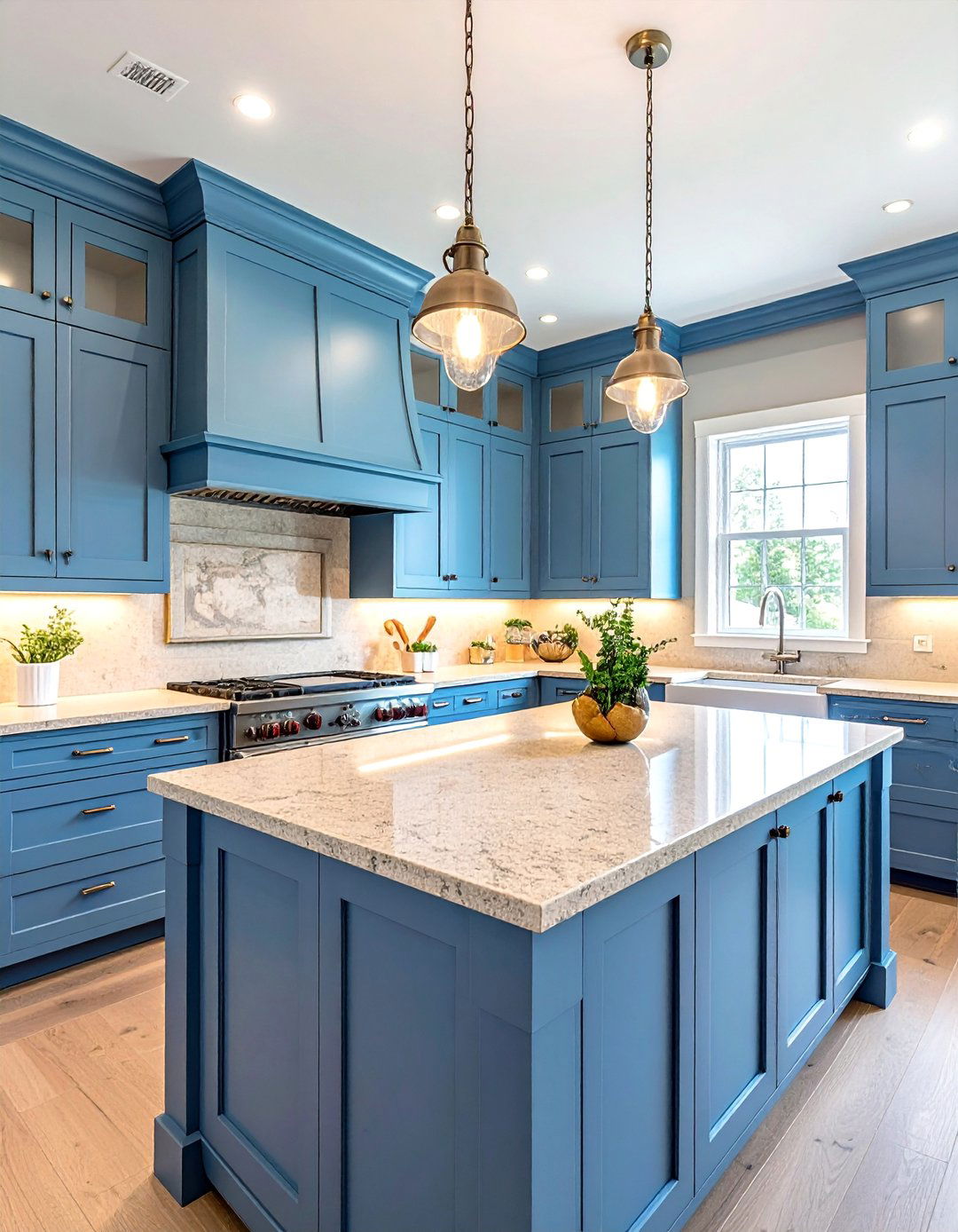 Coastal Blue Kitchen Cabinets With Sandy Brown Granite - 20 Blue Kitchen Cabinets With Brown Granite Countertops Ideas