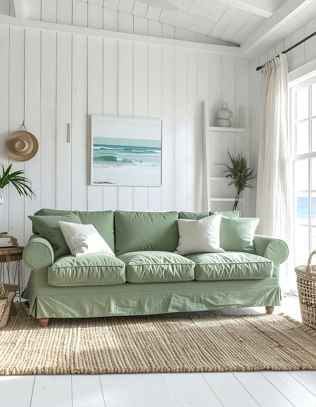 Coastal Design with a Sage Green Couch - 20 Sage Green Couch Living Room Ideas for Serenity