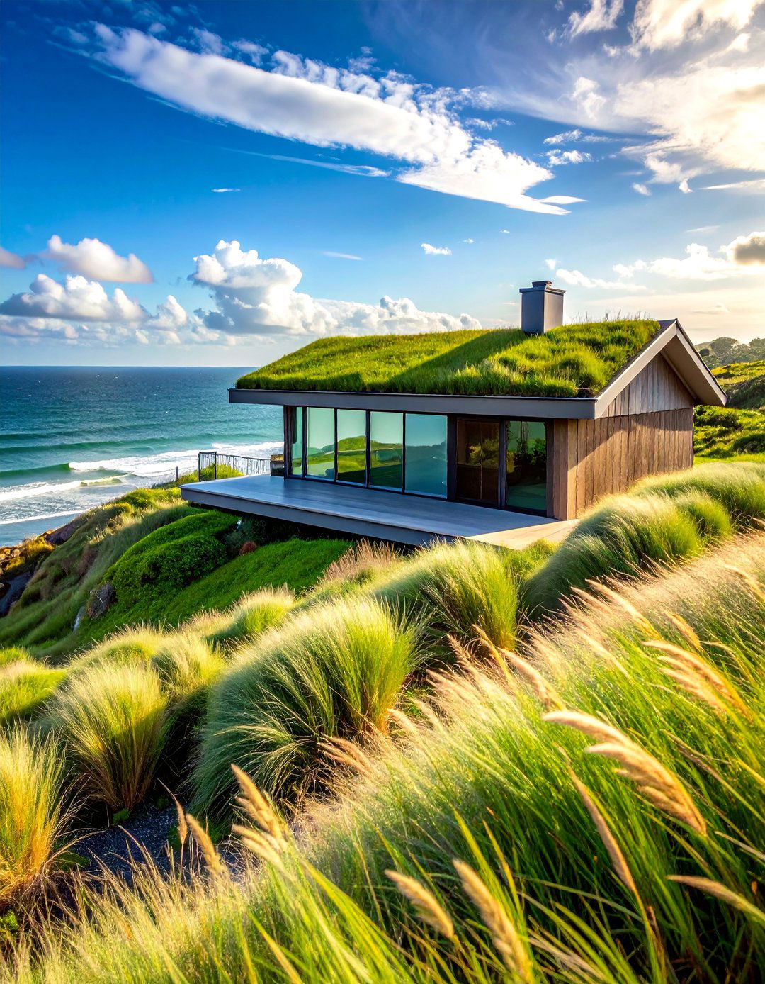 Coastal Home With a Salt Tolerant Green Roof - 20 Houses With Green Roofs for Sustainable Living