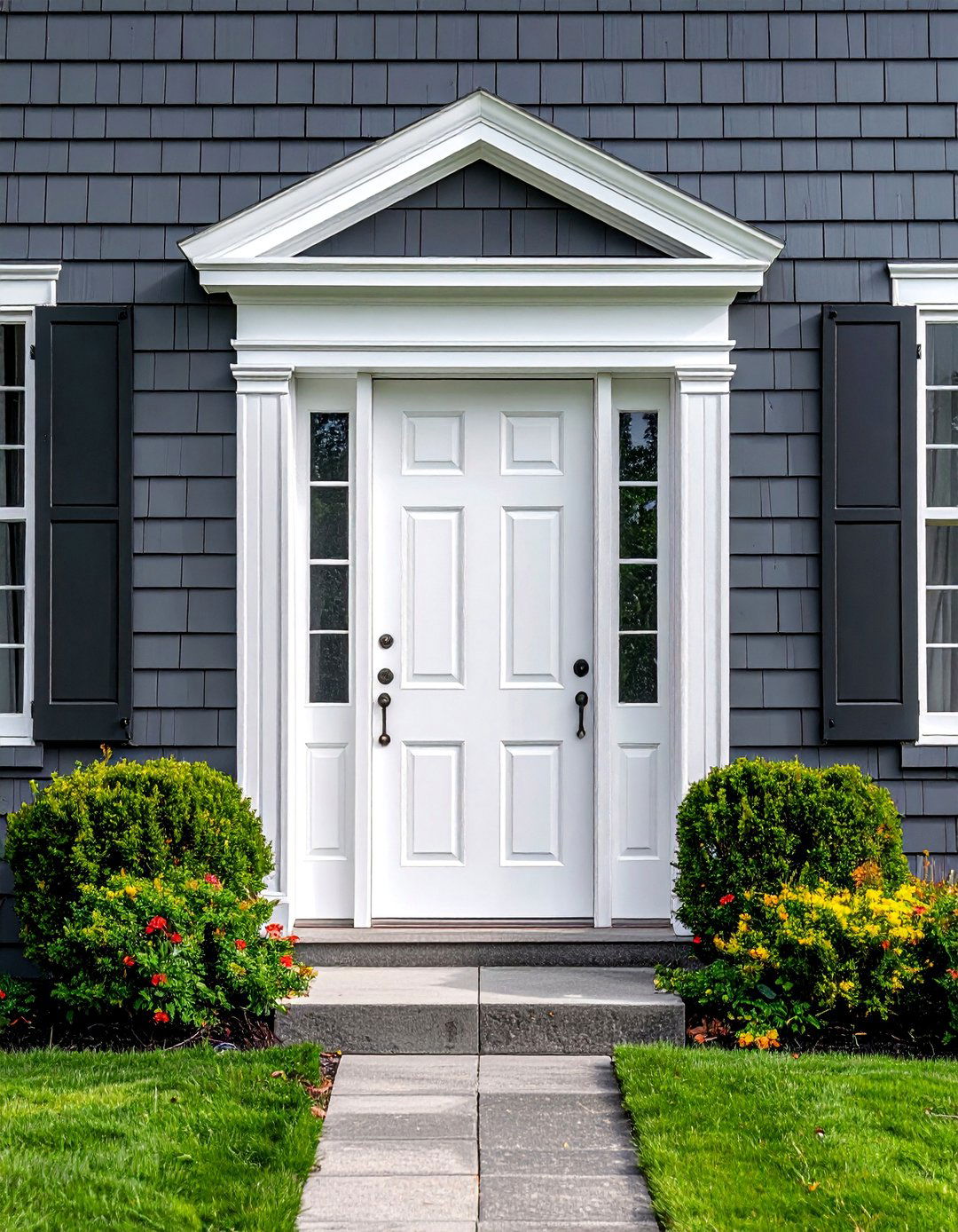 Colonial Front Door Framed by Dentil Molding - 20 Colonial Front Door Ideas for Timeless Curb Appeal