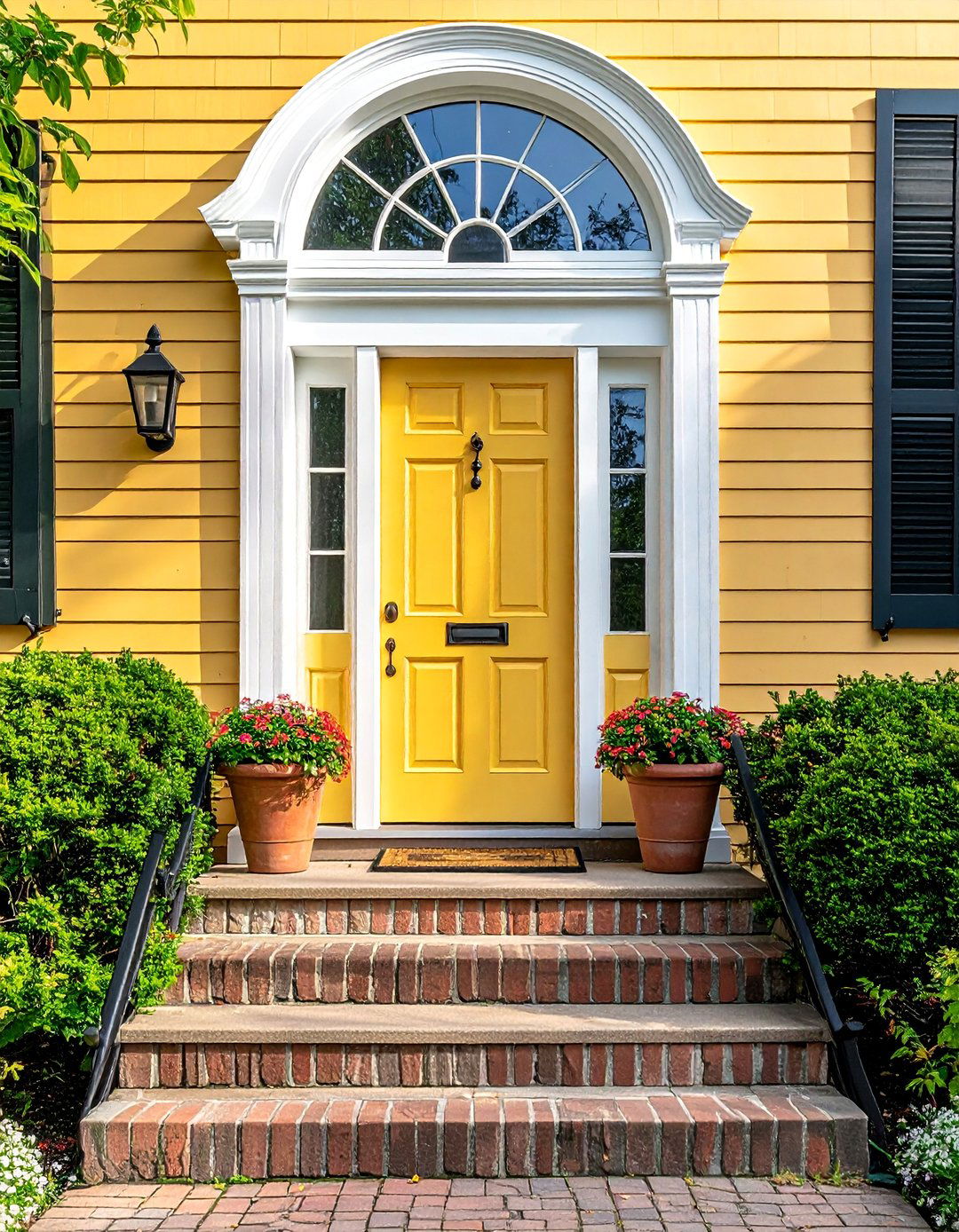 Colonial Front Door with Divided Lite Glass Panels - 20 Colonial Front Door Ideas for Timeless Curb Appeal