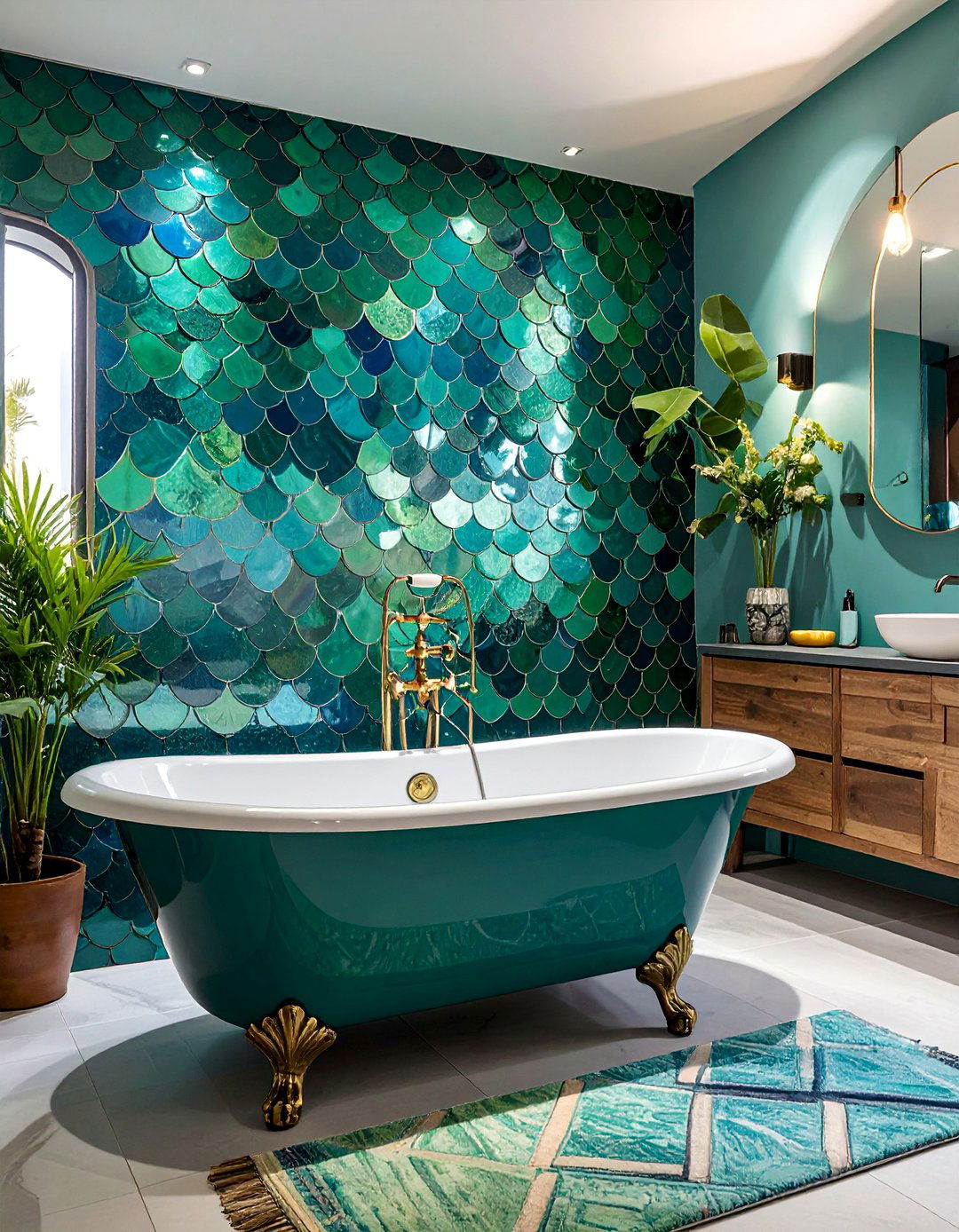 Colorful Moroccan Fish Scale Bathroom Tiles - 25 Colorful Bathroom Ideas to Brighten Your Space