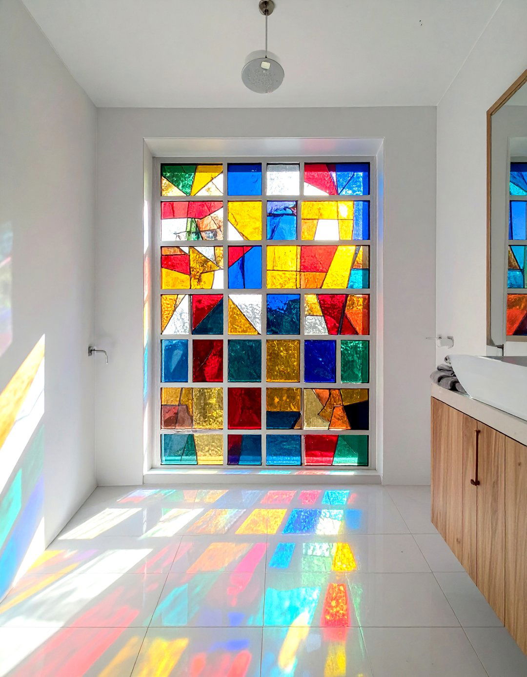 Colorful Stained Glass Bathroom Window - 25 Colorful Bathroom Ideas to Brighten Your Space