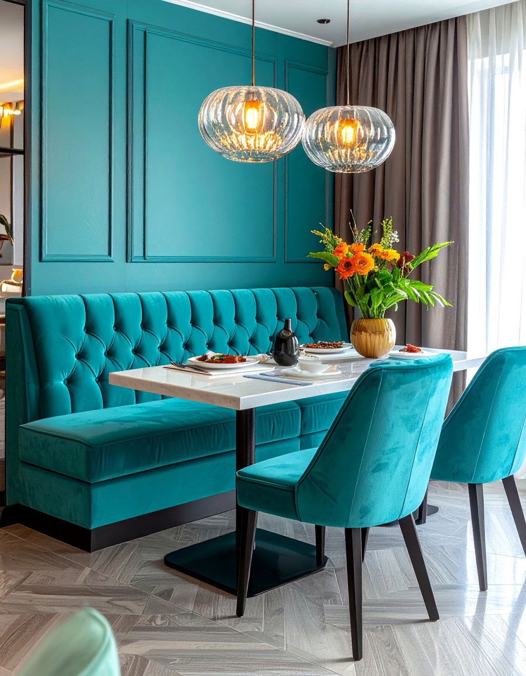 Colorful Statement Banquette Design - 40 Banquette Seating Ideas for Stylish Dining