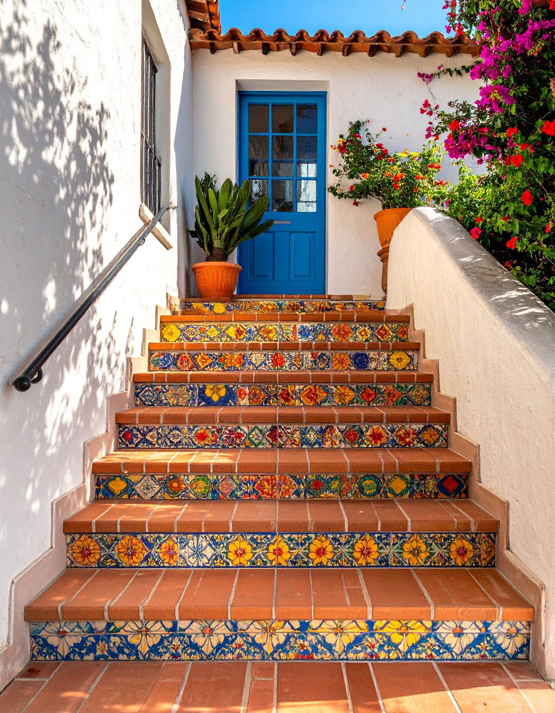 Colorful Talavera Tile Details Spanish Bungalow Exterior - 25 Spanish Bungalow Exterior Ideas for Timeless Appeal