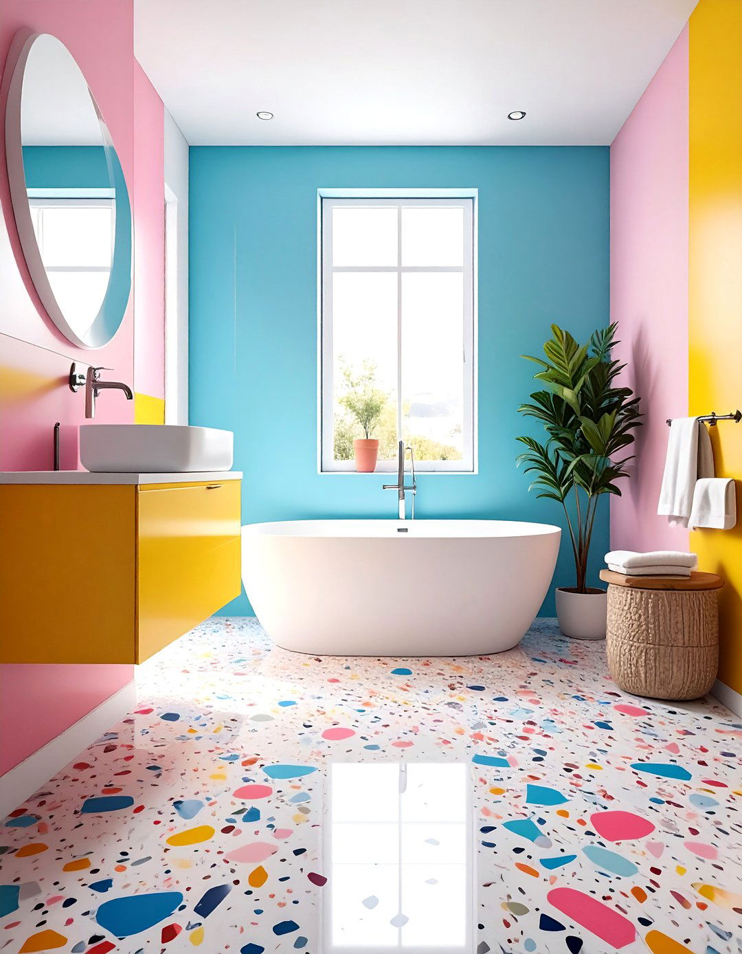Colorful Terrazzo Bathroom Surfaces - 25 Colorful Bathroom Ideas to Brighten Your Space