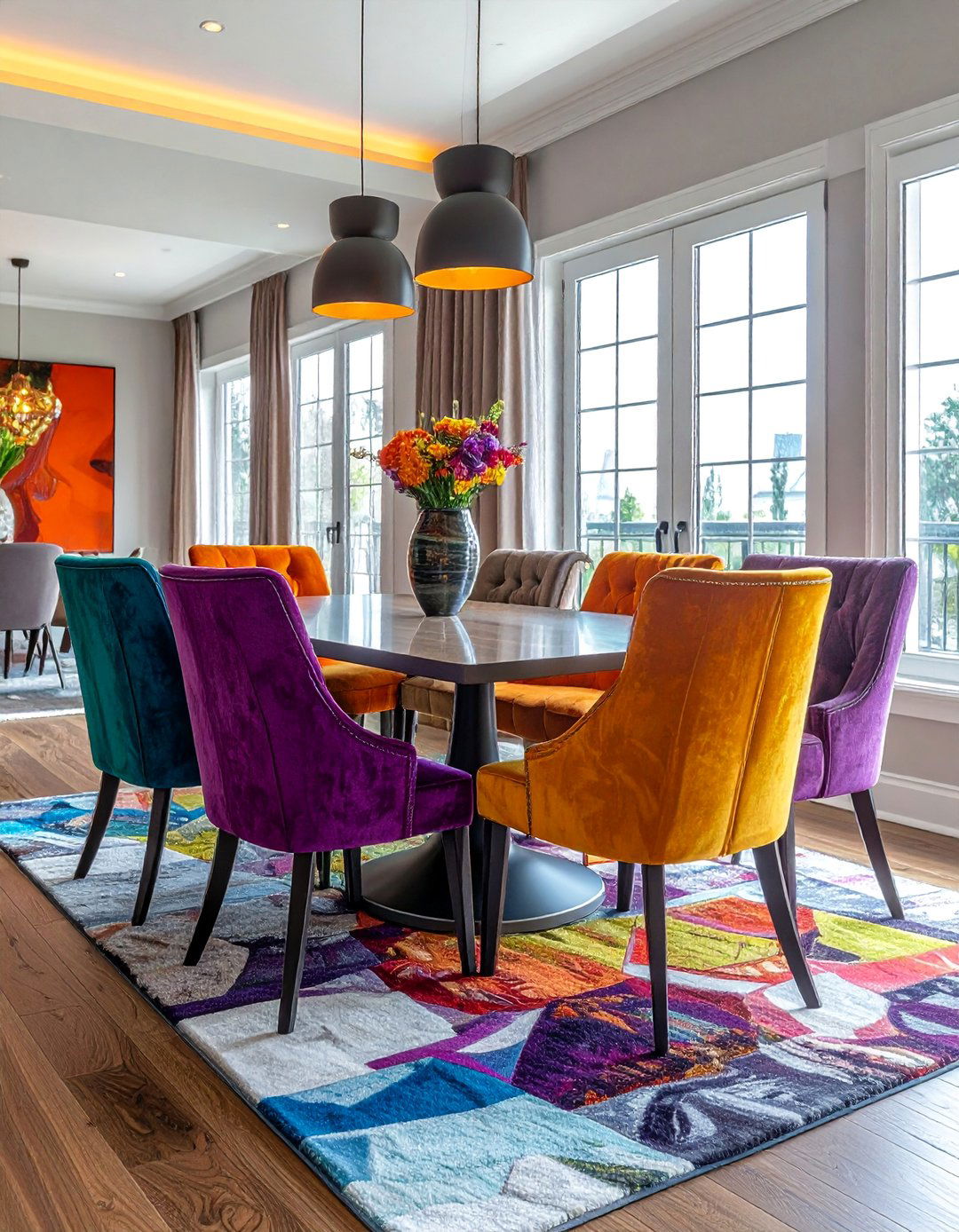 Colorful Upholstered Dining Chairs - 40 Dining Room Decor Ideas to Elevate Your Meals