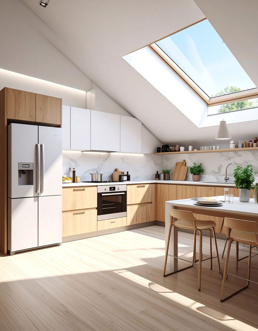 Compact Appliance Kitchen - 20 Sloped Ceiling Kitchen Ideas to Maximize Space