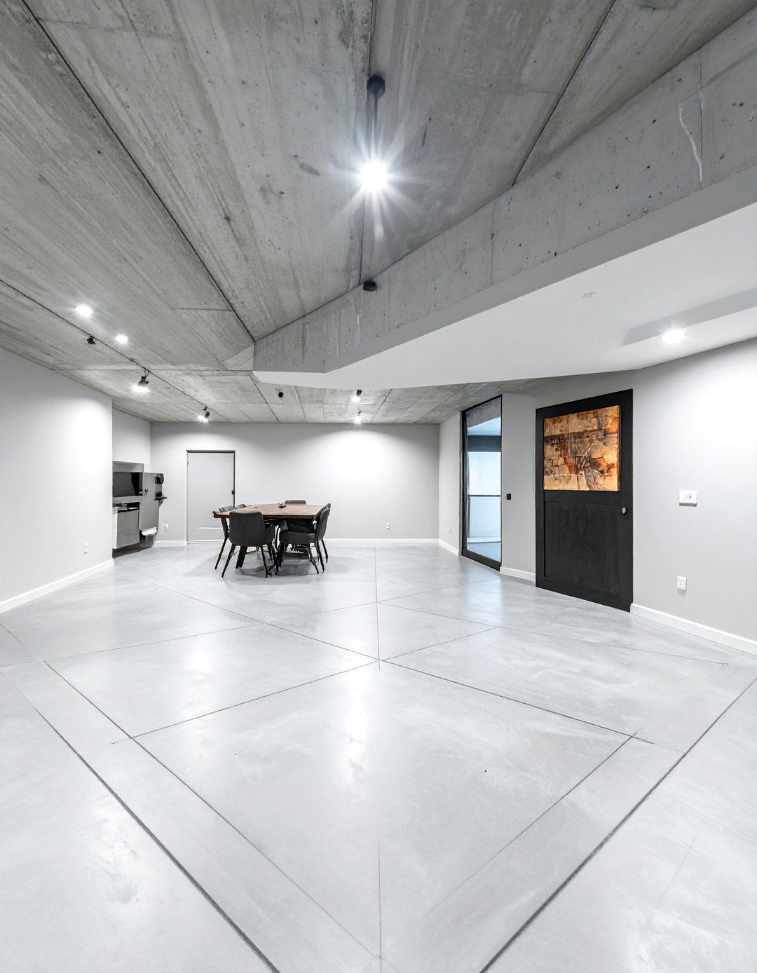 Concrete Basement Floor with Saw Cuts - 20 Concrete Basement Floor Ideas for a Modern Look