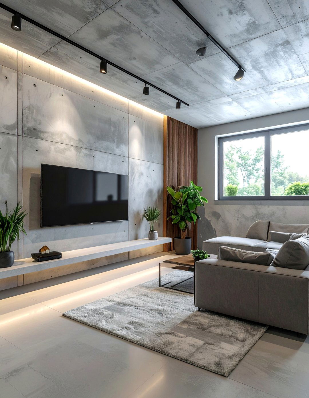 Concrete Finish Basement Accent Wall - 15 Basement Accent Wall Ideas to Transform Your Space