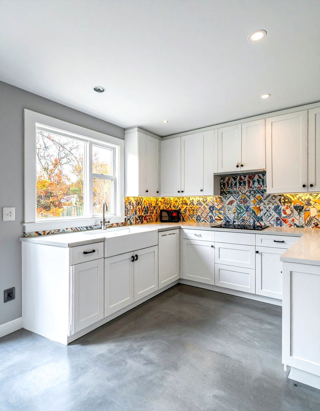 Concrete Floor Kitchen with All White Cabinets - 25 Concrete Floor Kitchen Ideas for a Sleek Look