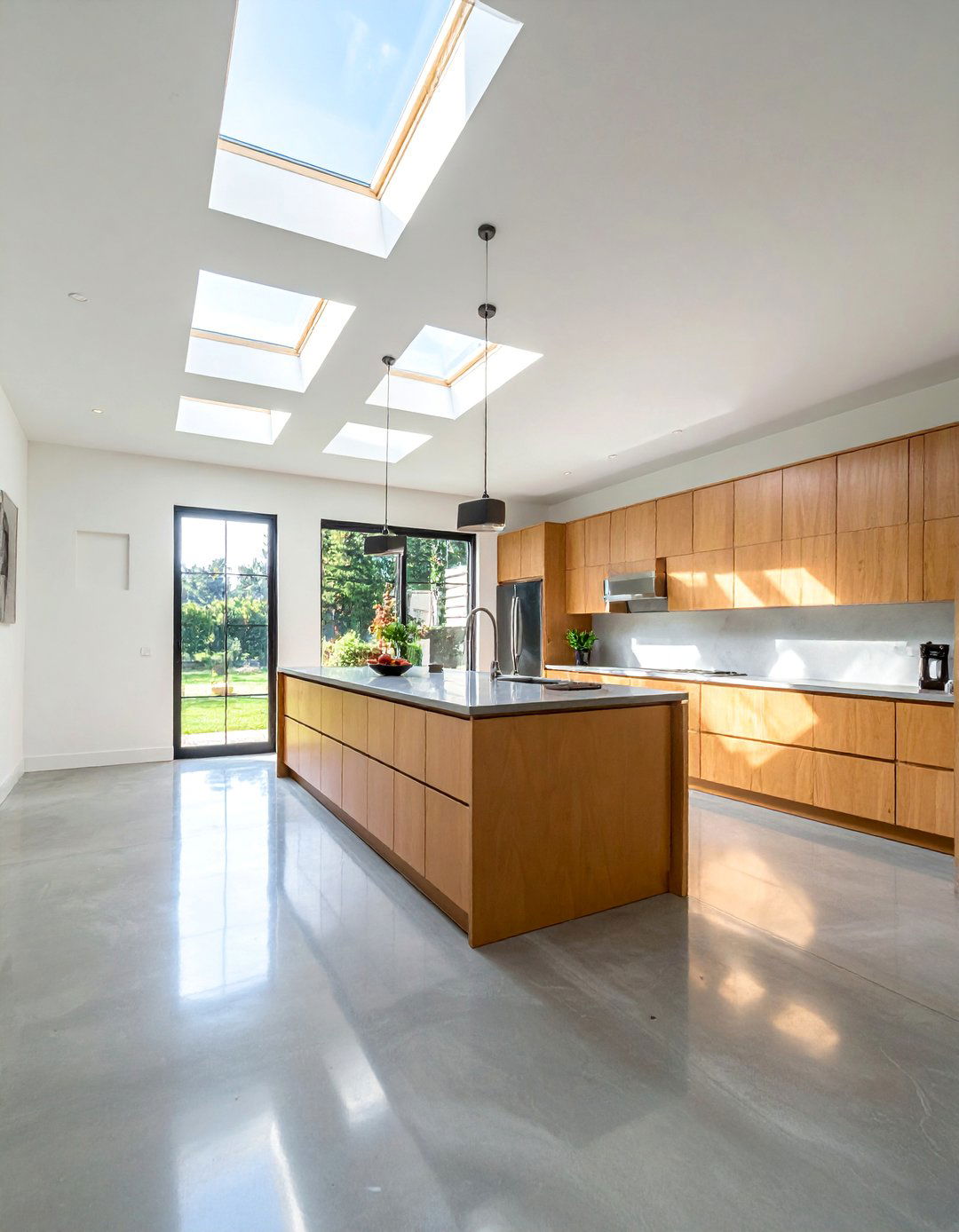 Concrete Floor Kitchen with Large Skylights for Natural Light - 25 Concrete Floor Kitchen Ideas for a Sleek Look
