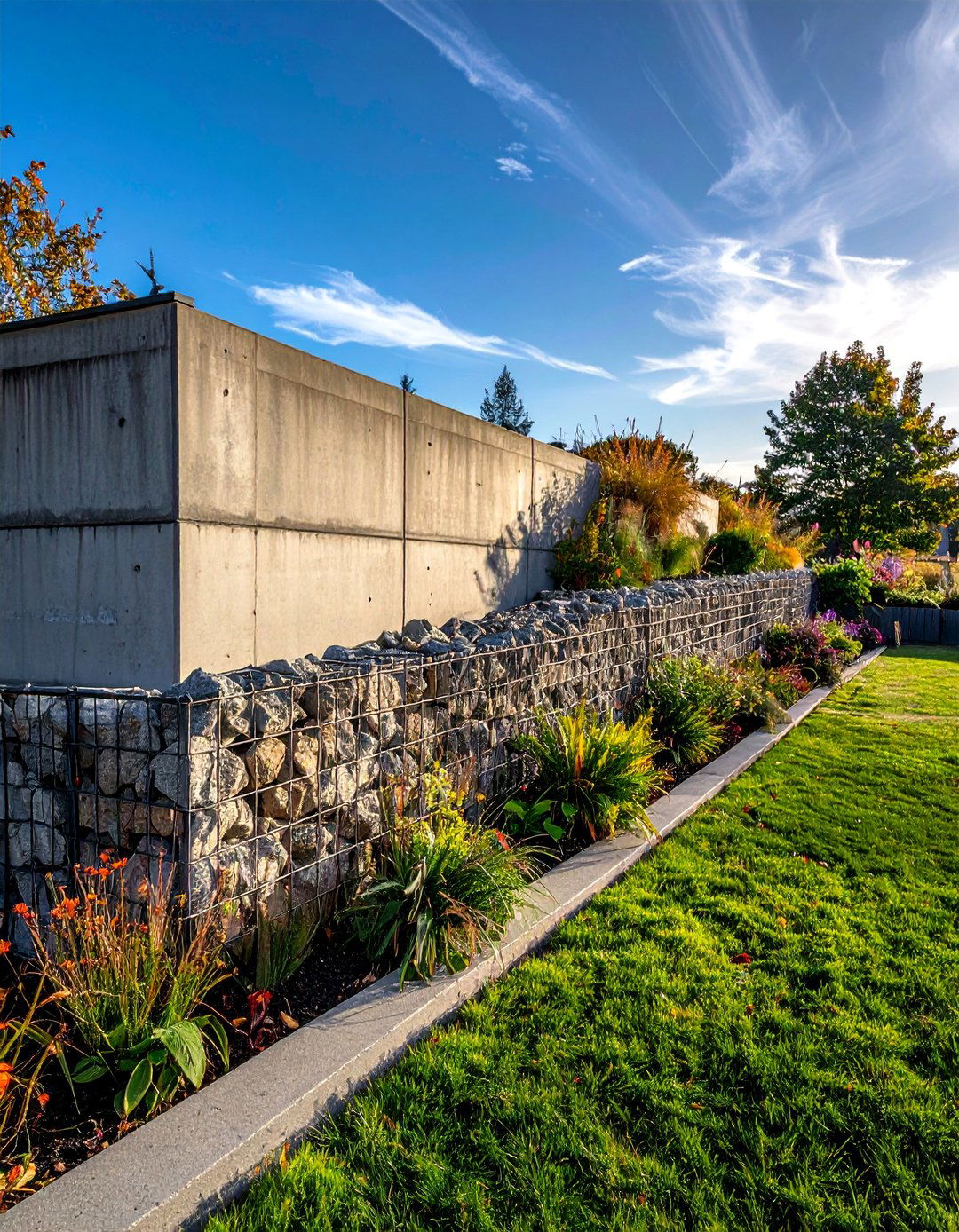 Concrete Gabion Wall - 25 Concrete Landscaping Ideas for Modern Outdoor Spaces
