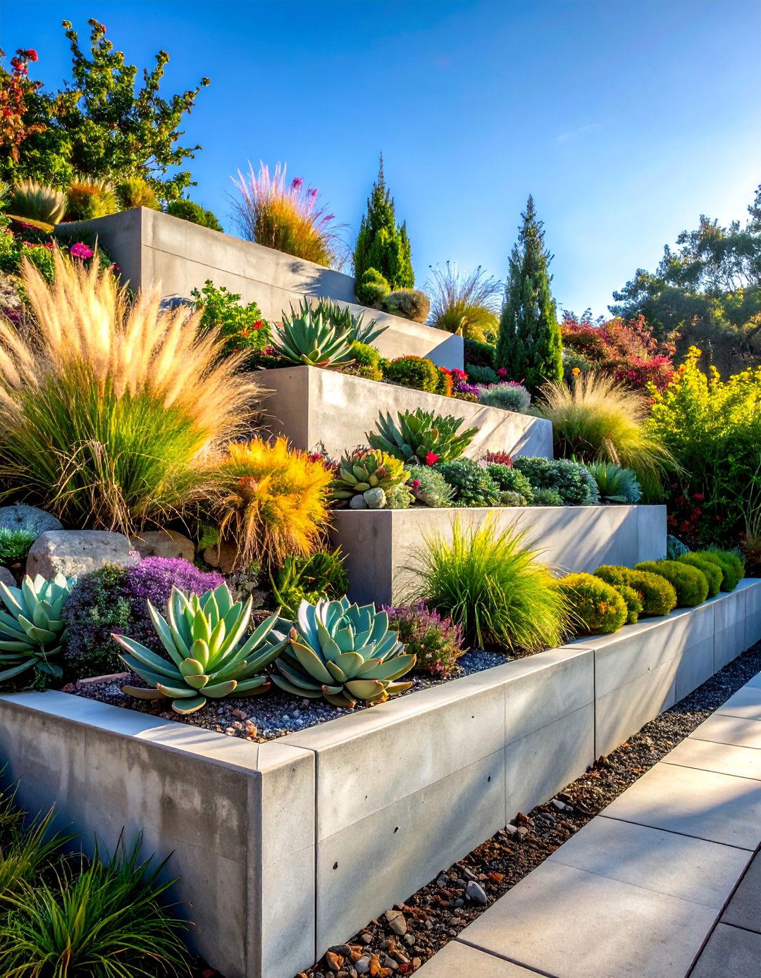 Concrete Garden Retaining Wall - 25 Concrete Garden Ideas to Enhance Your Outdoor Aesthetic
