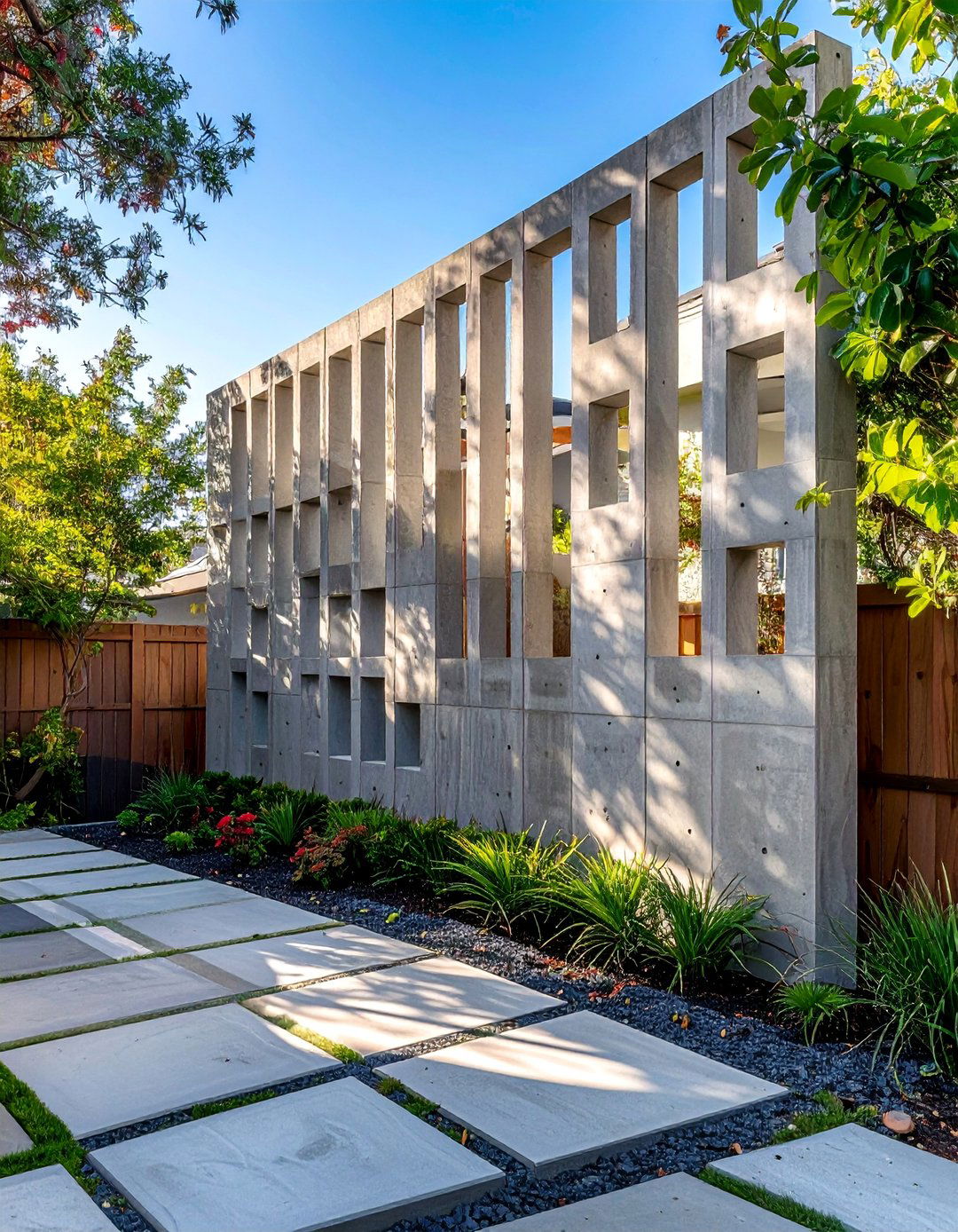 Concrete Privacy Screen Walls - 25 Concrete Landscaping Ideas for Modern Outdoor Spaces