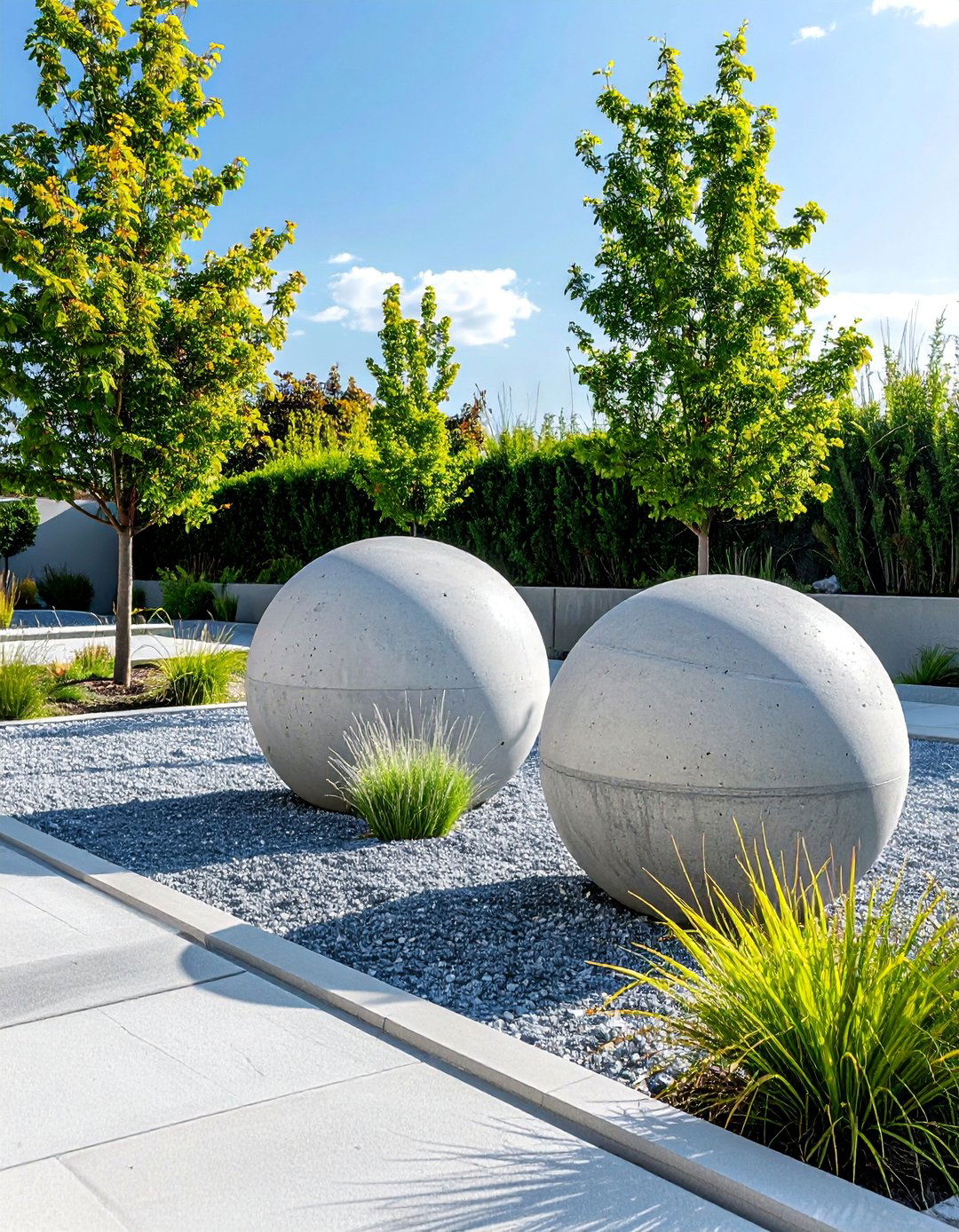 Concrete Spheres as Garden Sculptures - 25 Concrete Landscaping Ideas for Modern Outdoor Spaces
