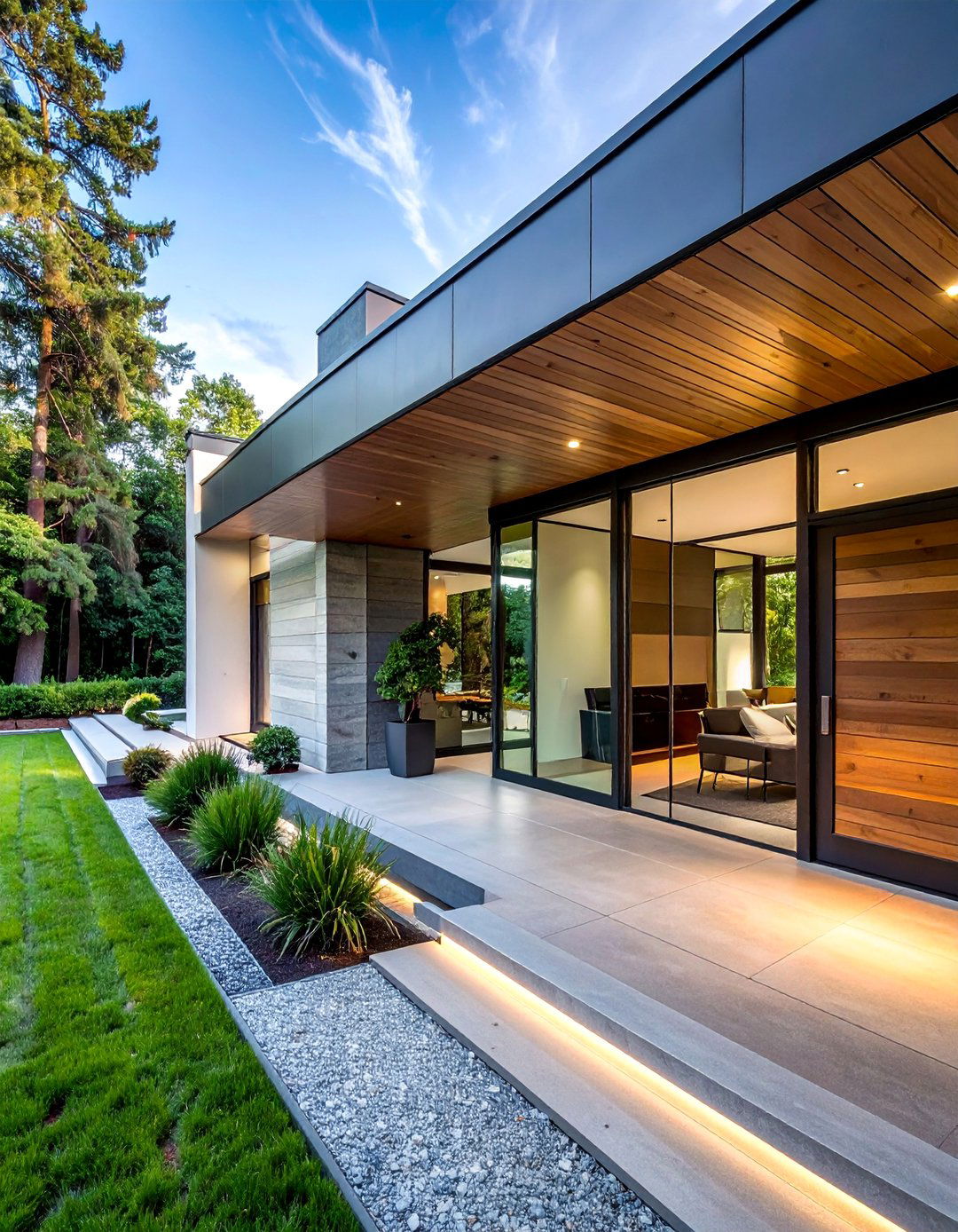 Contemporary Asymmetrical Design - 40 Glass Porch Design Ideas to Brighten Your Home