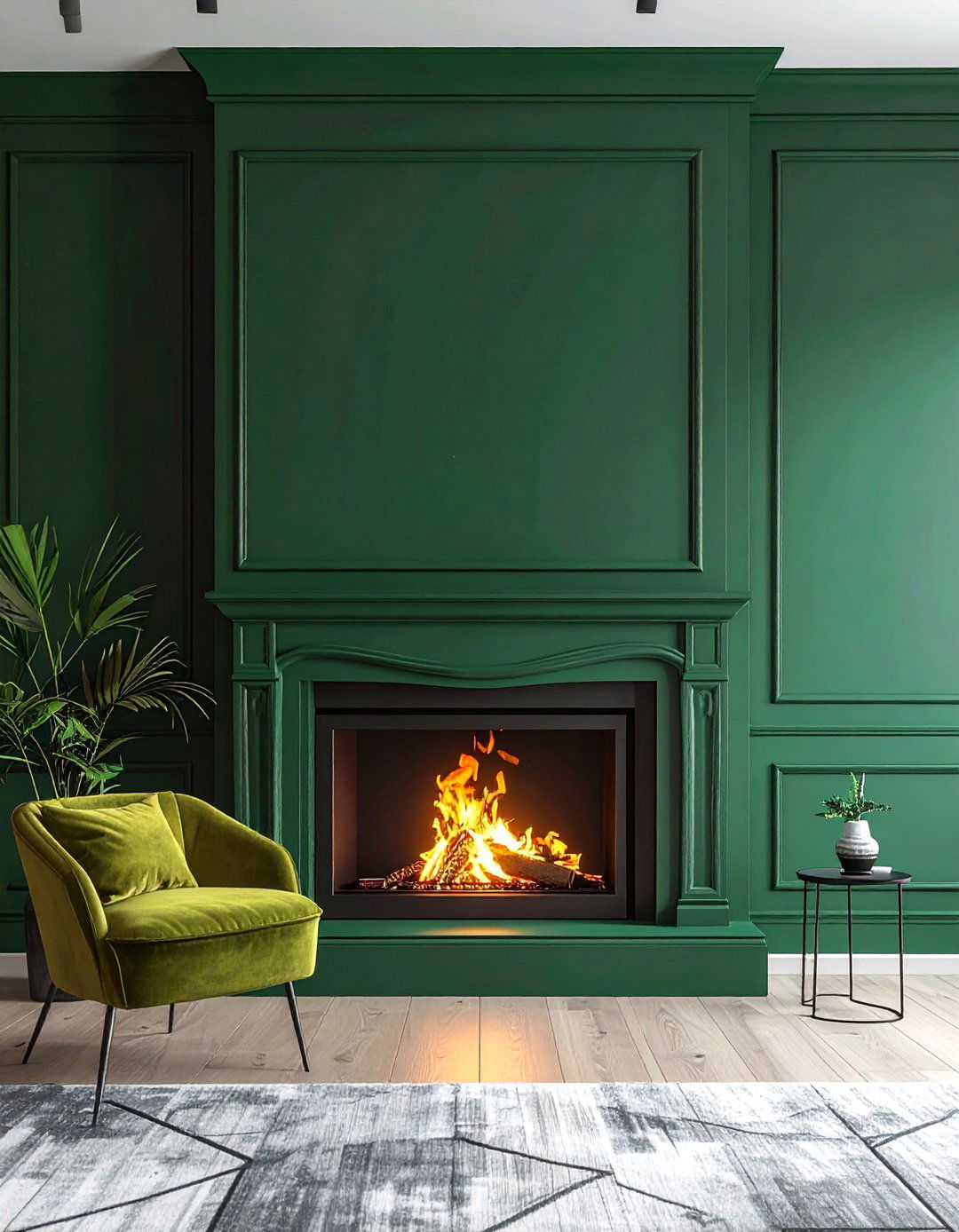 Contemporary Color Statement Walls - 40 Modern Fireplace Ideas to Warm Up Your Home