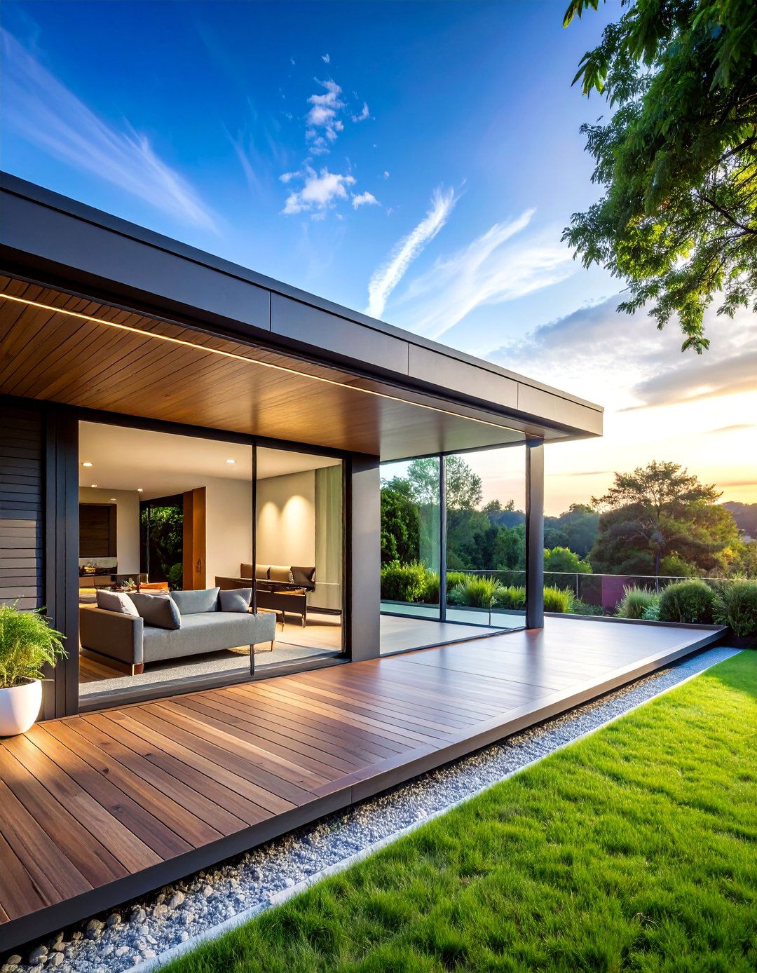 Contemporary Flat Roof Design - 40 Glass Porch Design Ideas to Brighten Your Home