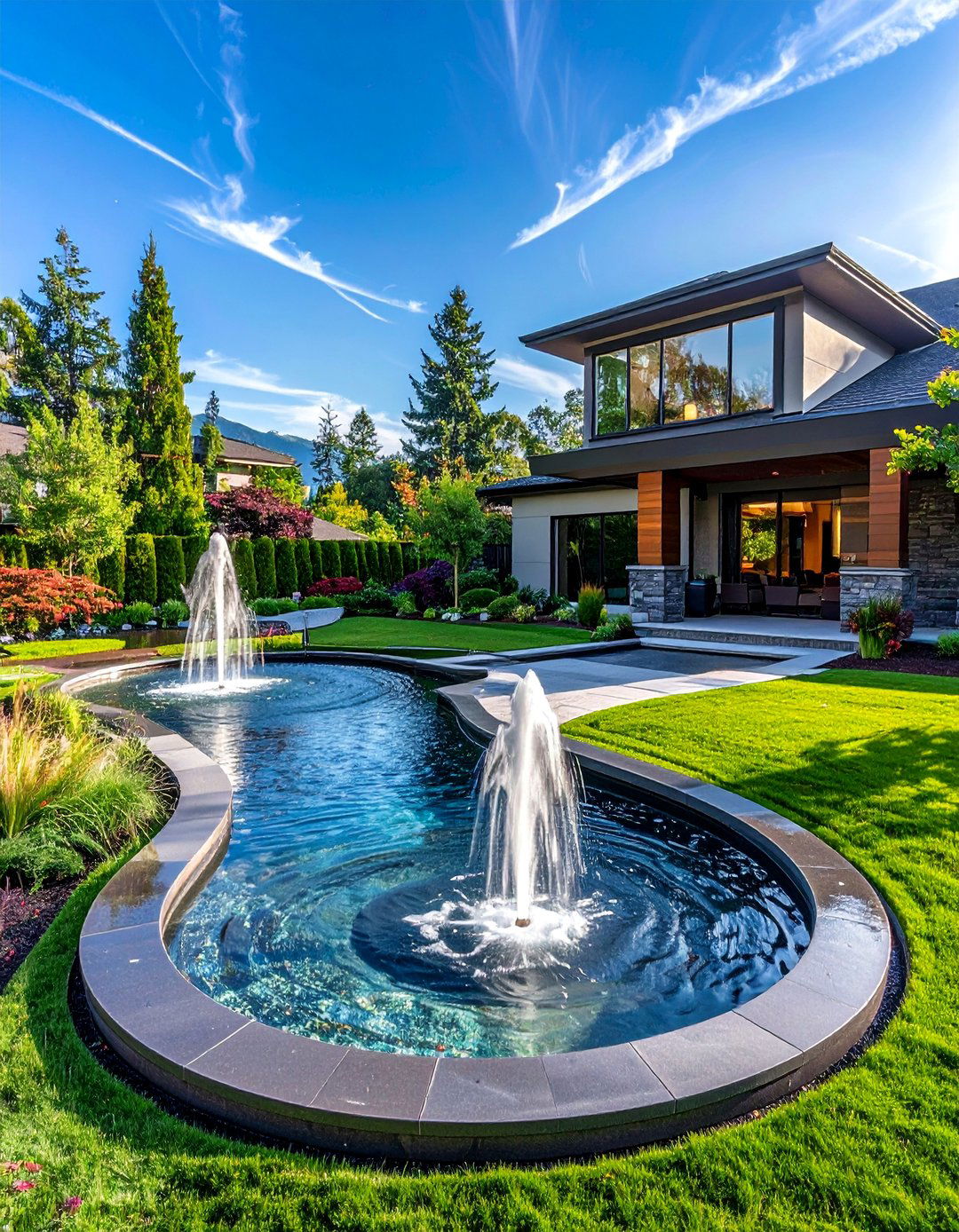 Contemporary Water Features - 40 Front Yard Landscaping Ideas to Boost Curb Appeal