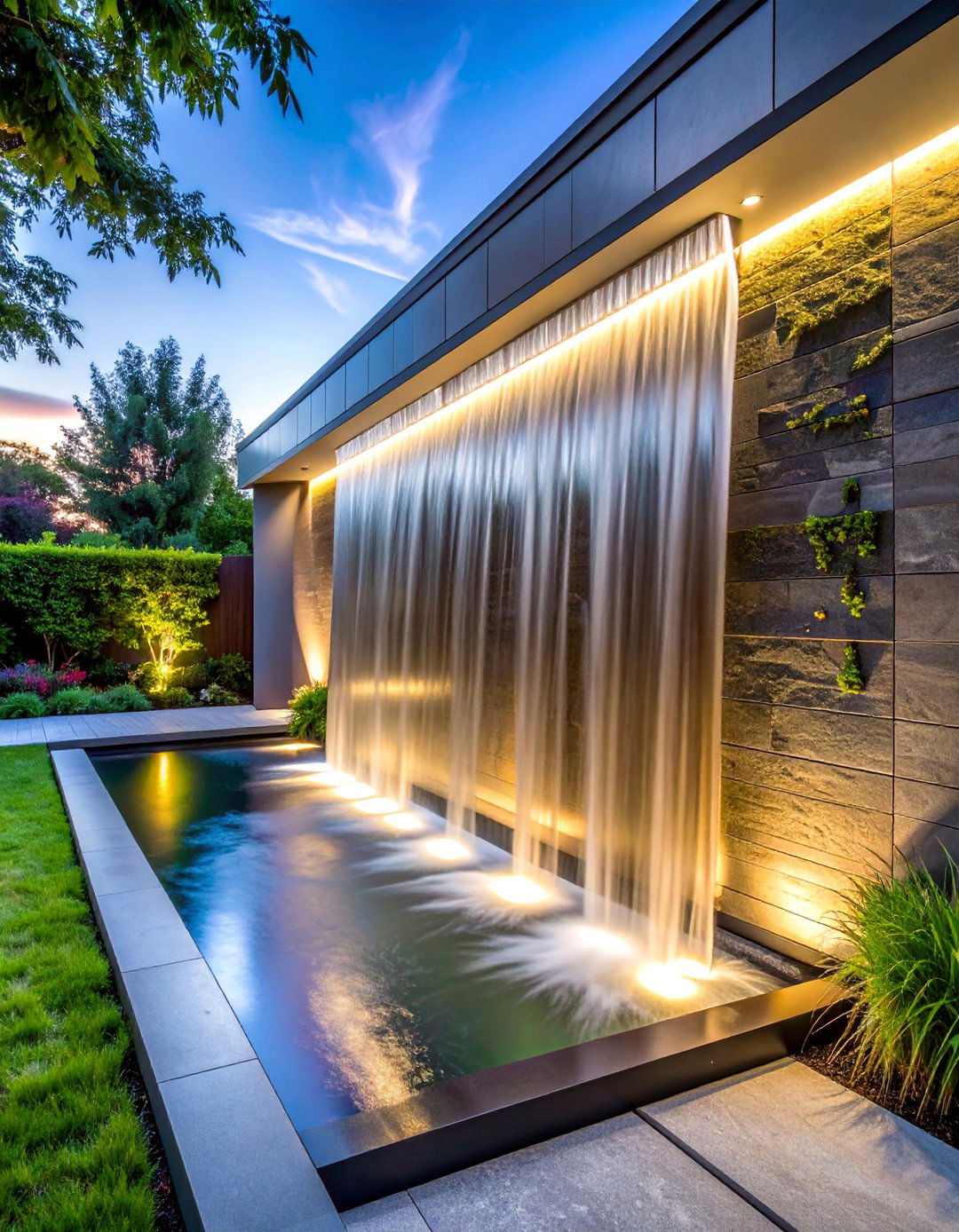 Contemporary Water Wall Features - 30 Luxury Garden Design Ideas for a Stunning Outdoor Space
