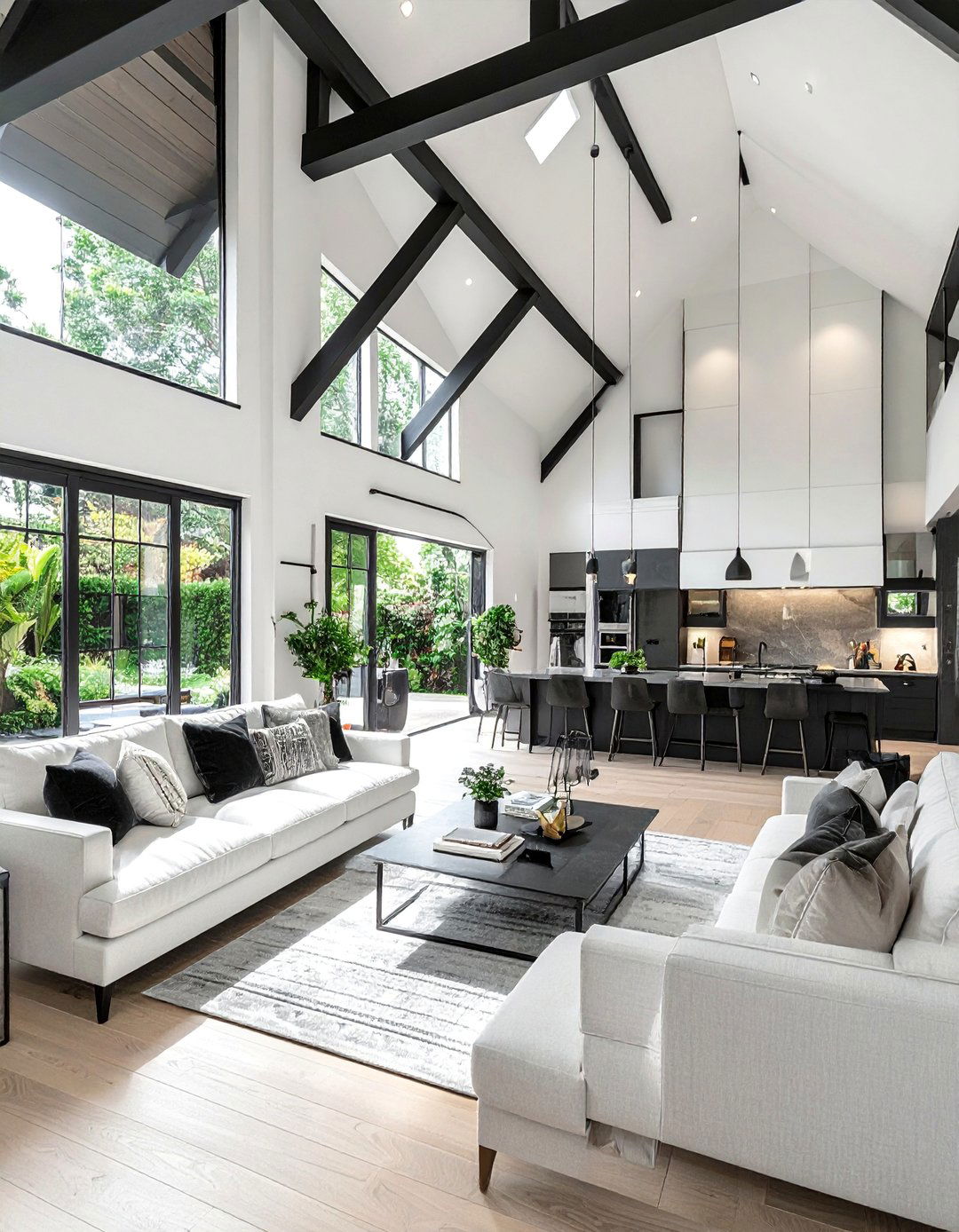 Contrasting Ceiling and Wall Colors in a Vaulted Ceiling Living Room - 20 Open Concept Vaulted Ceiling Living Room Ideas