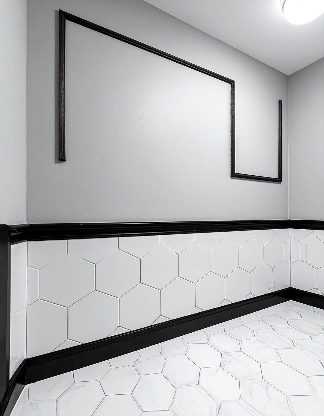 Contrasting Grout Tile Wainscoting - 25 Powder Room Wainscoting Ideas for a Stylish Bathroom