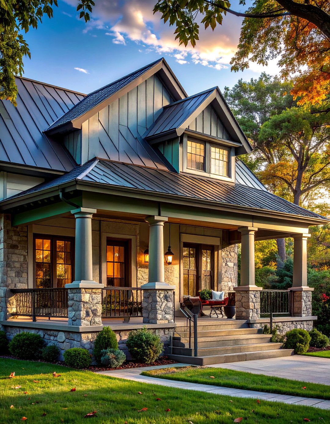Copper Metal Roof Traditional Porch - 30 Metal Roof Porch Design Ideas for Durability