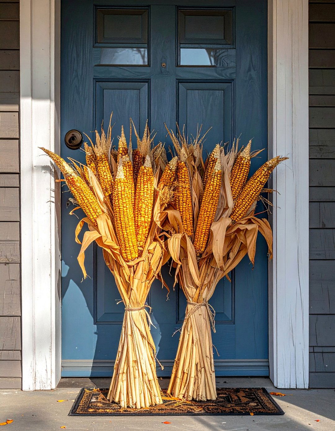 Corn Stalk Bundles - 30 Front Door Fall Decor Ideas to Welcome the Season