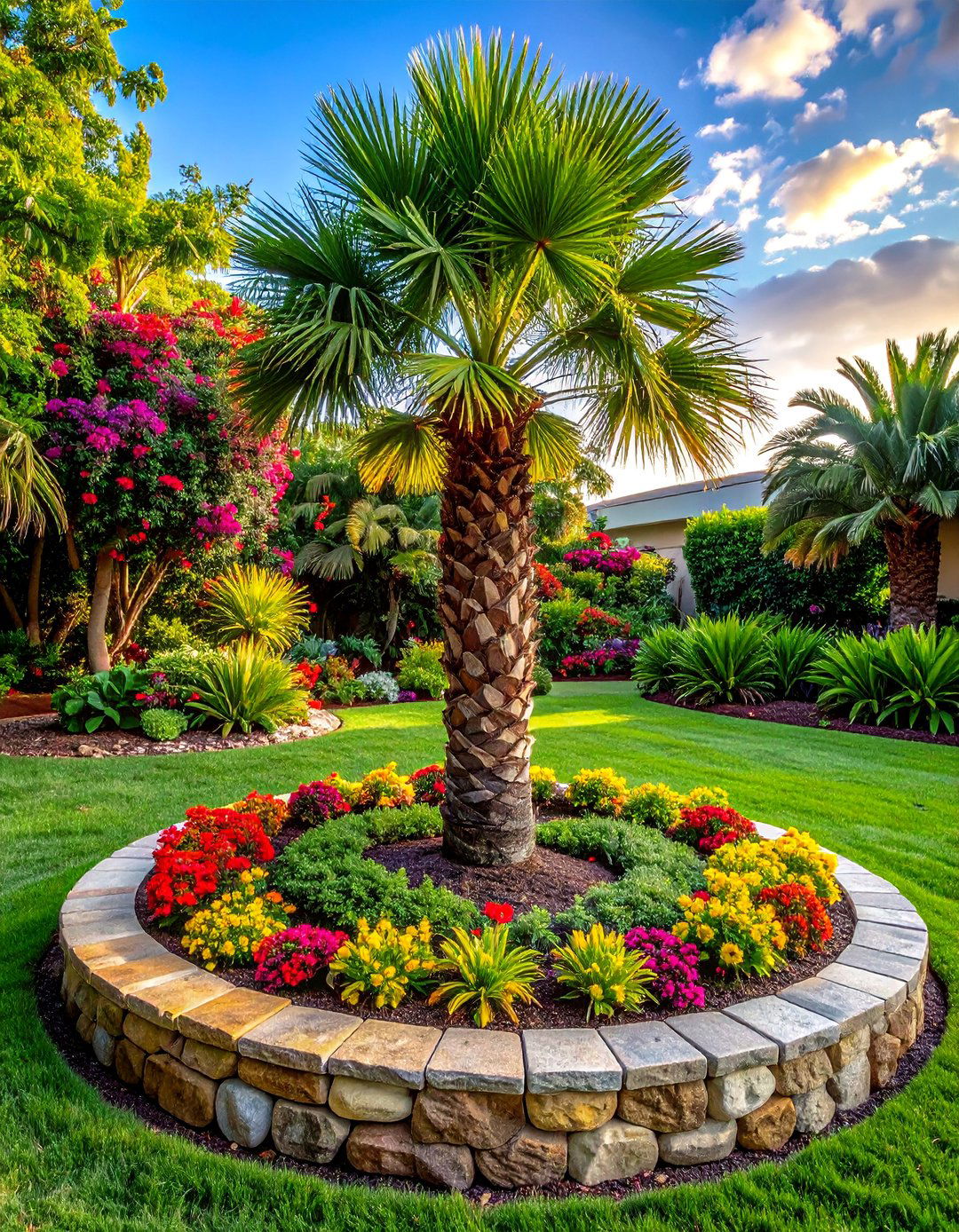 Corner Accent Focal Point - 30 Front Yard Palm Tree Landscape Design Ideas