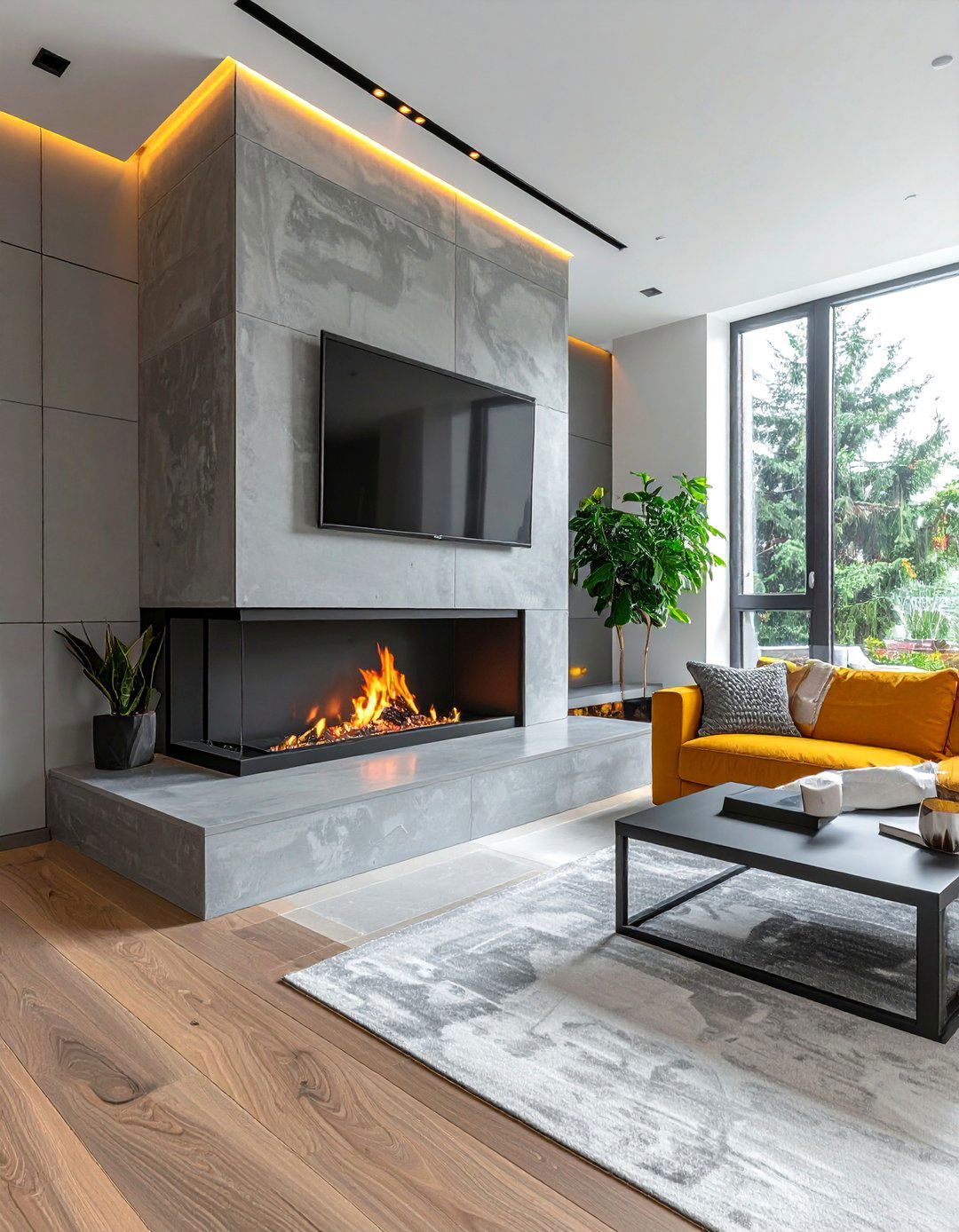 Corner Fireplace with a TV Niche Above - 25 Corner Fireplace Ideas to Cozy Up Your Living Space
