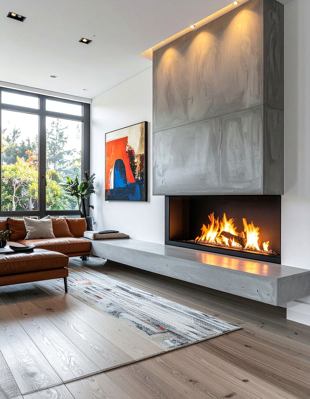 Corner Fireplace with an Asymmetrical Design - 25 Corner Fireplace Ideas to Cozy Up Your Living Space
