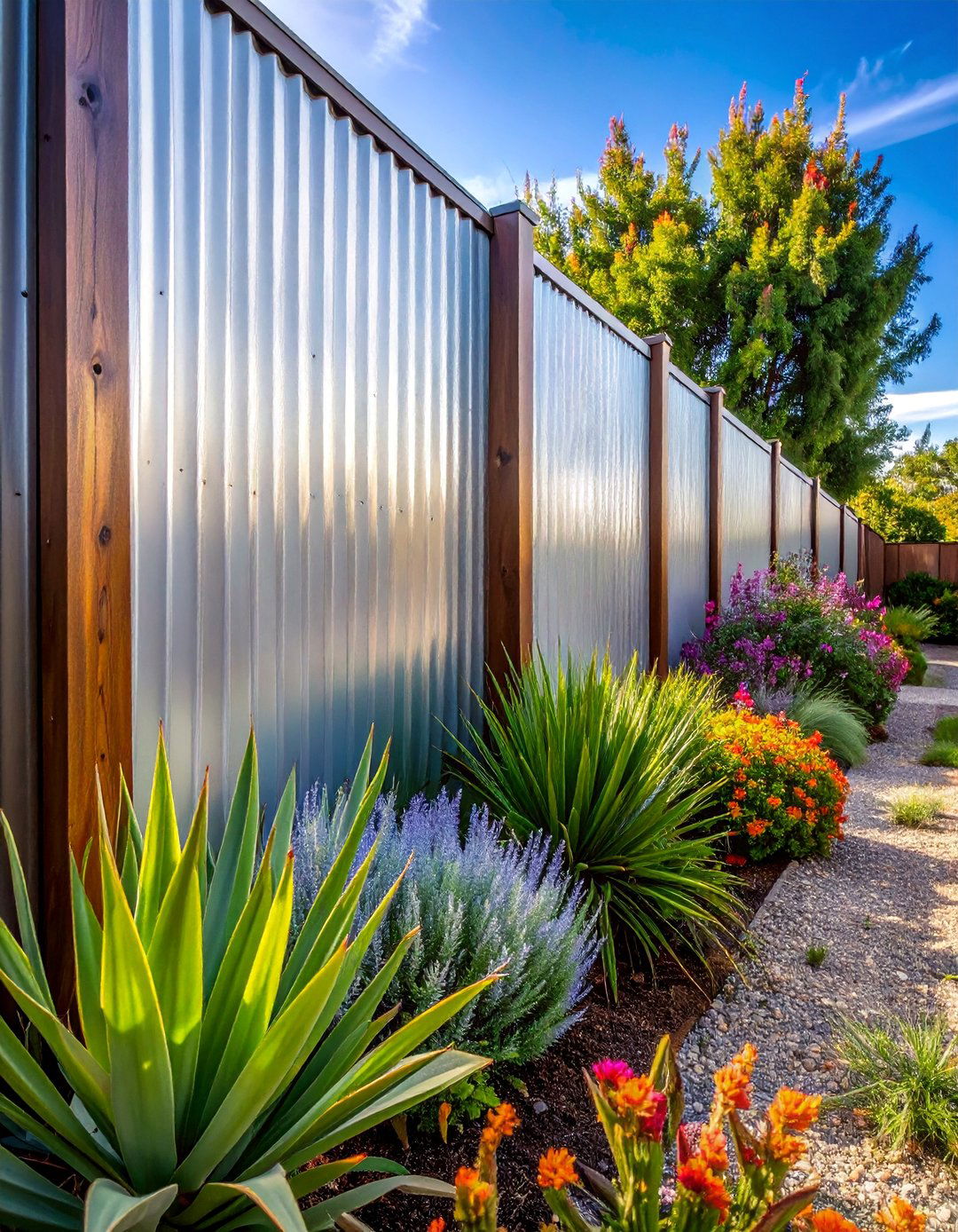 Corrugated Metal Fence - 25 Decorative Fence Ideas to Enhance Your Outdoor Space