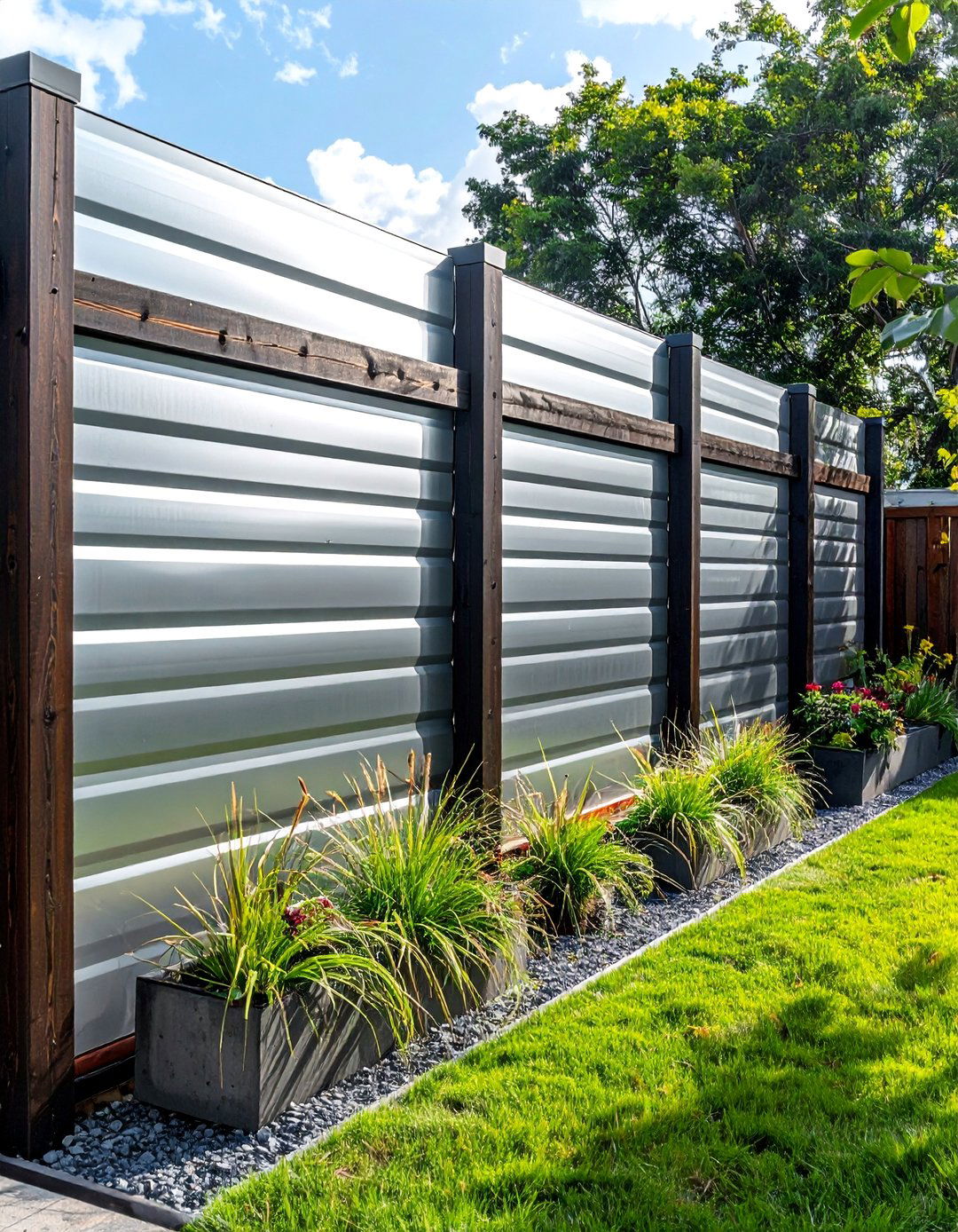 Corrugated Metal Garden Fence - 40 Garden Fence Ideas to Enhance Your Outdoor Space
