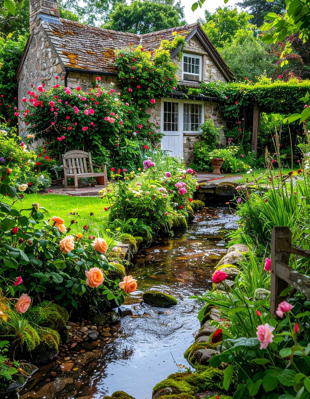 Cottage Garden Creek Romance - 30 Front Yard Dry Creek Bed Landscaping Ideas